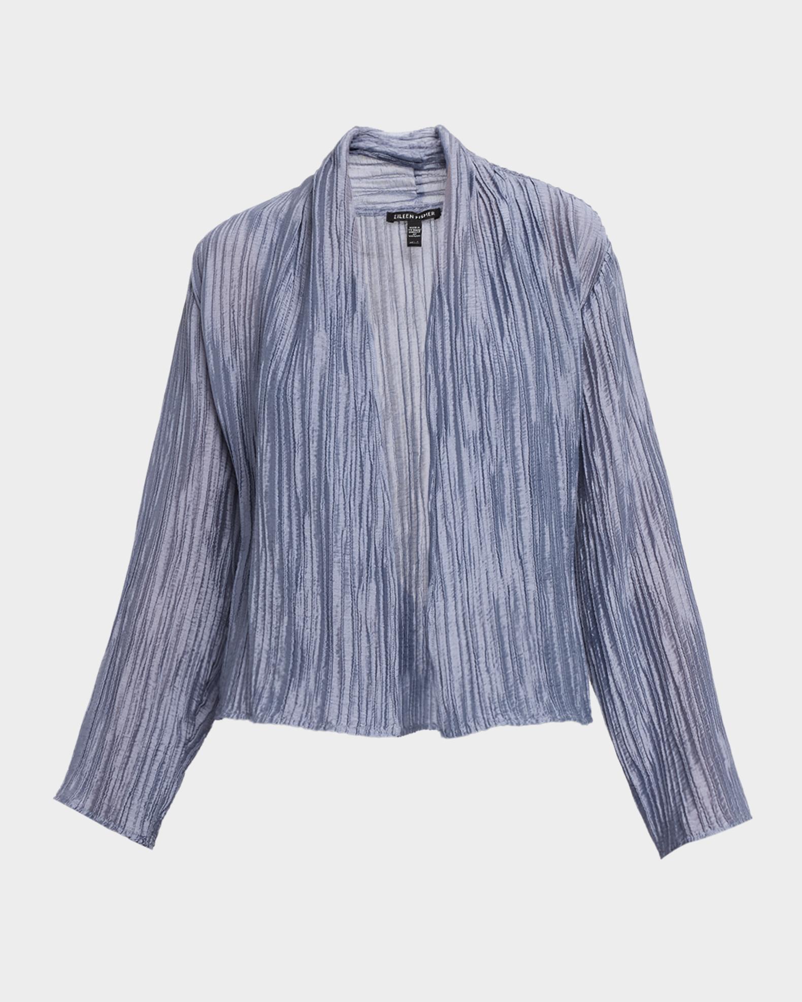 Eileen Fisher Shiny Crinkled Open-Front Jacket | Neiman Marcus