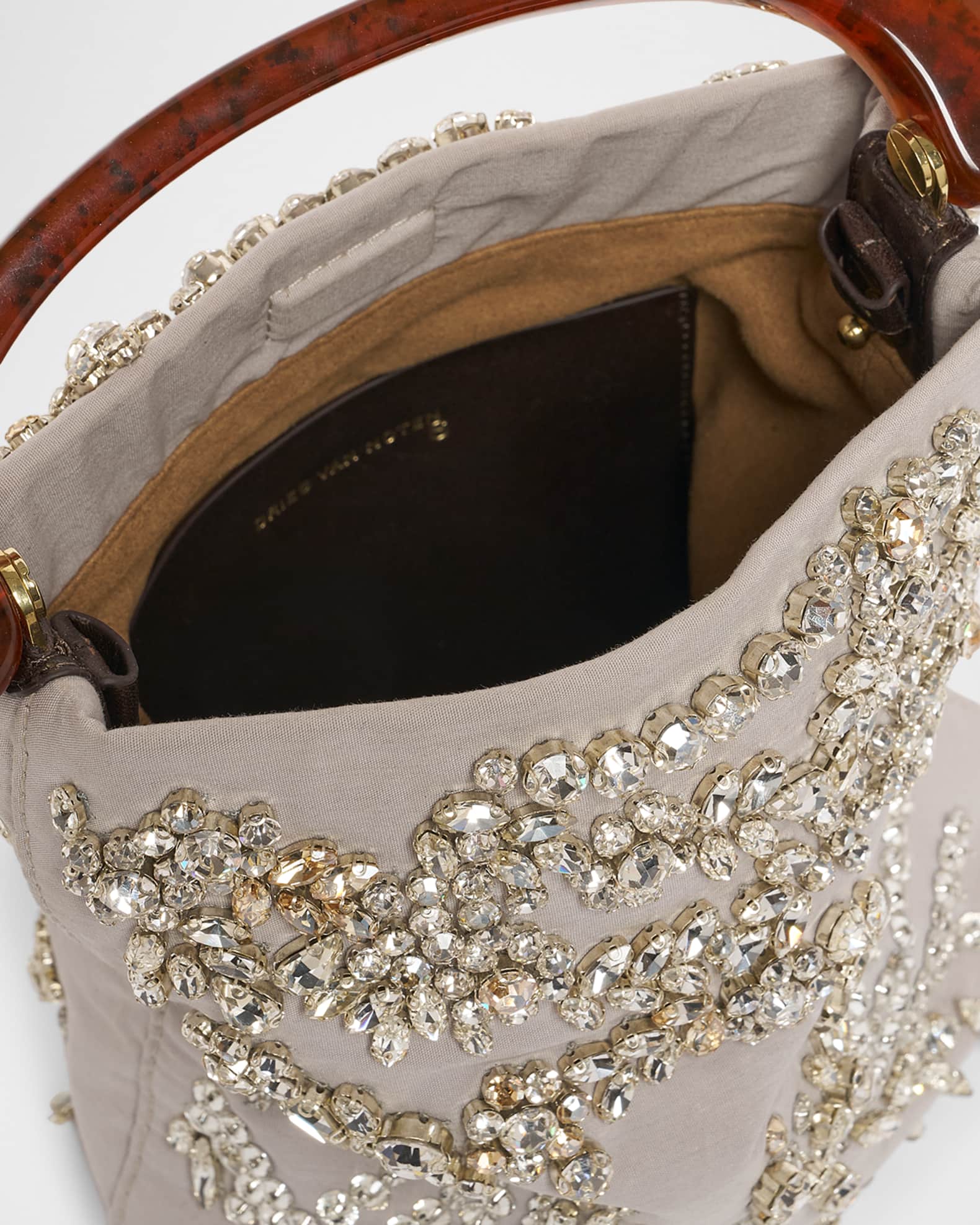 Dries Van Noten Small Floral Crystal Resin Top-Handle Bag | Neiman