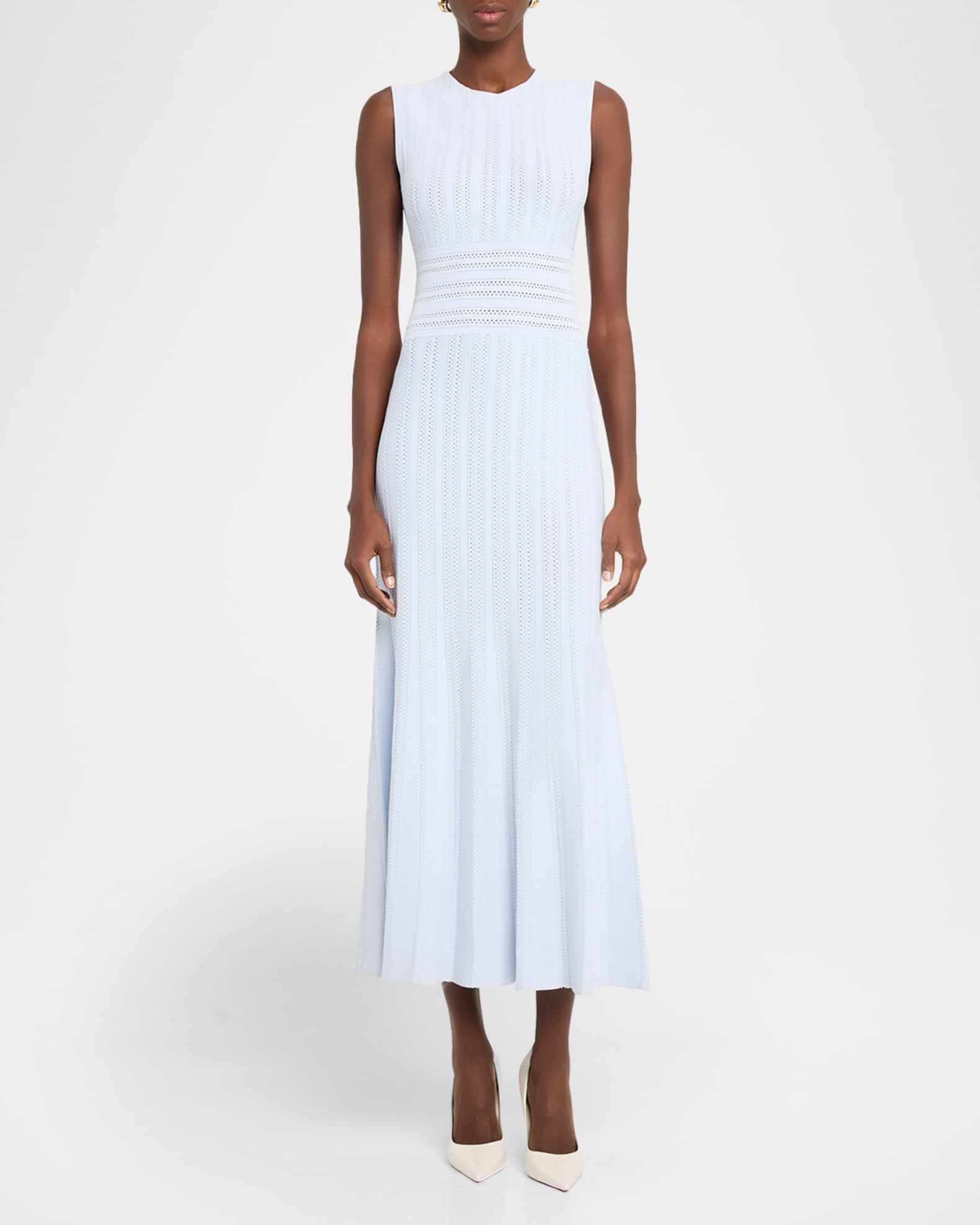Adam Lippes Sloan Pointelle Knit Sleeveless Midi Dress | Neiman Marcus