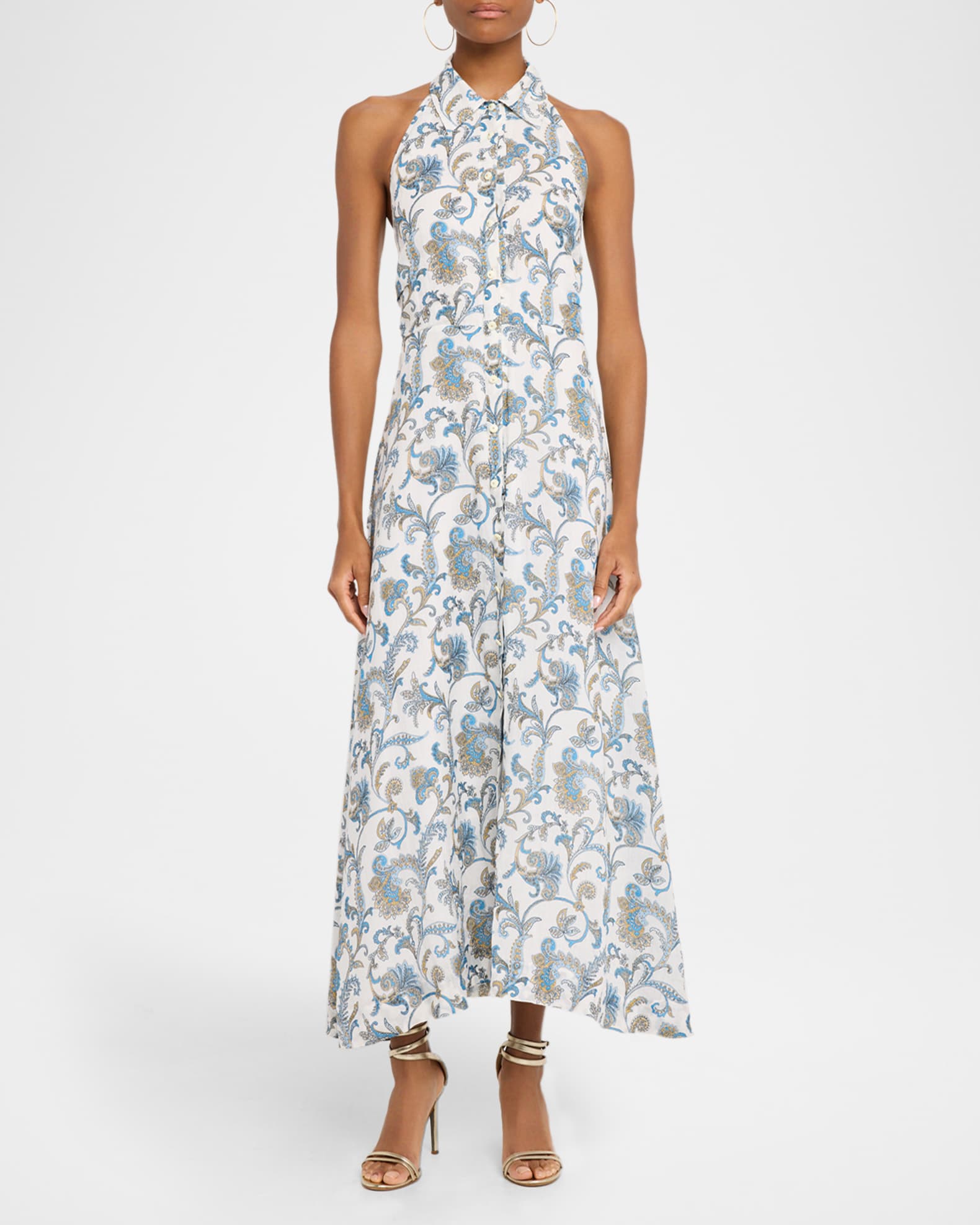 Veronica Beard Mackey Printed Ramie Maxi Dress | Neiman Marcus