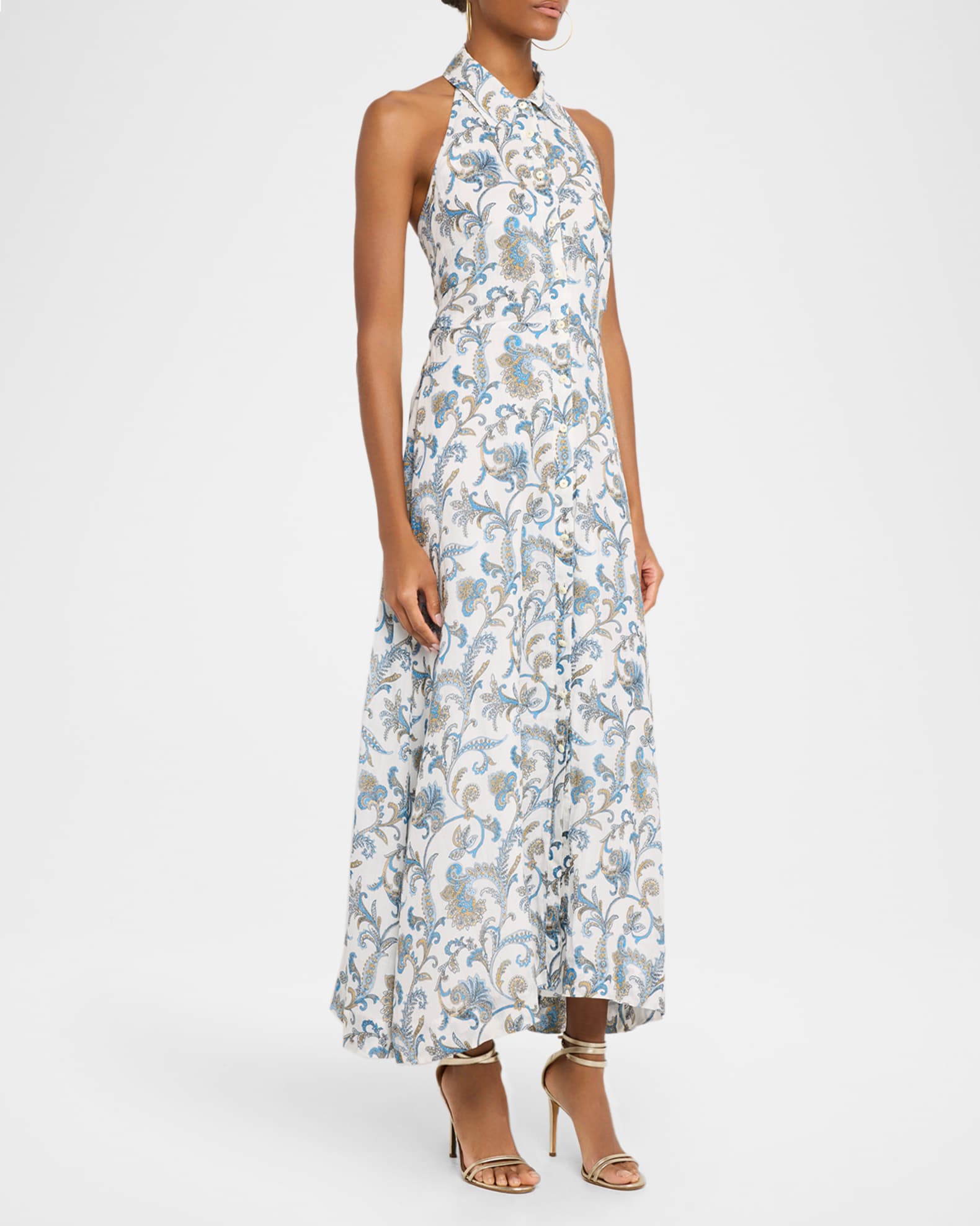 Veronica Beard Mackey Printed Ramie Maxi Dress | Neiman Marcus