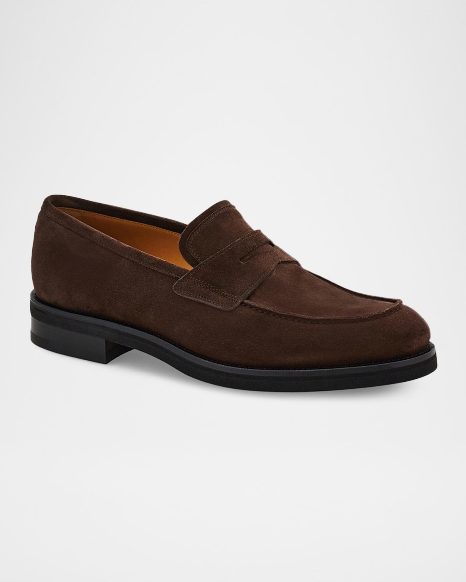 Ferragamo Men's Stefano Scratch-Resistant Suede Penny Loafers