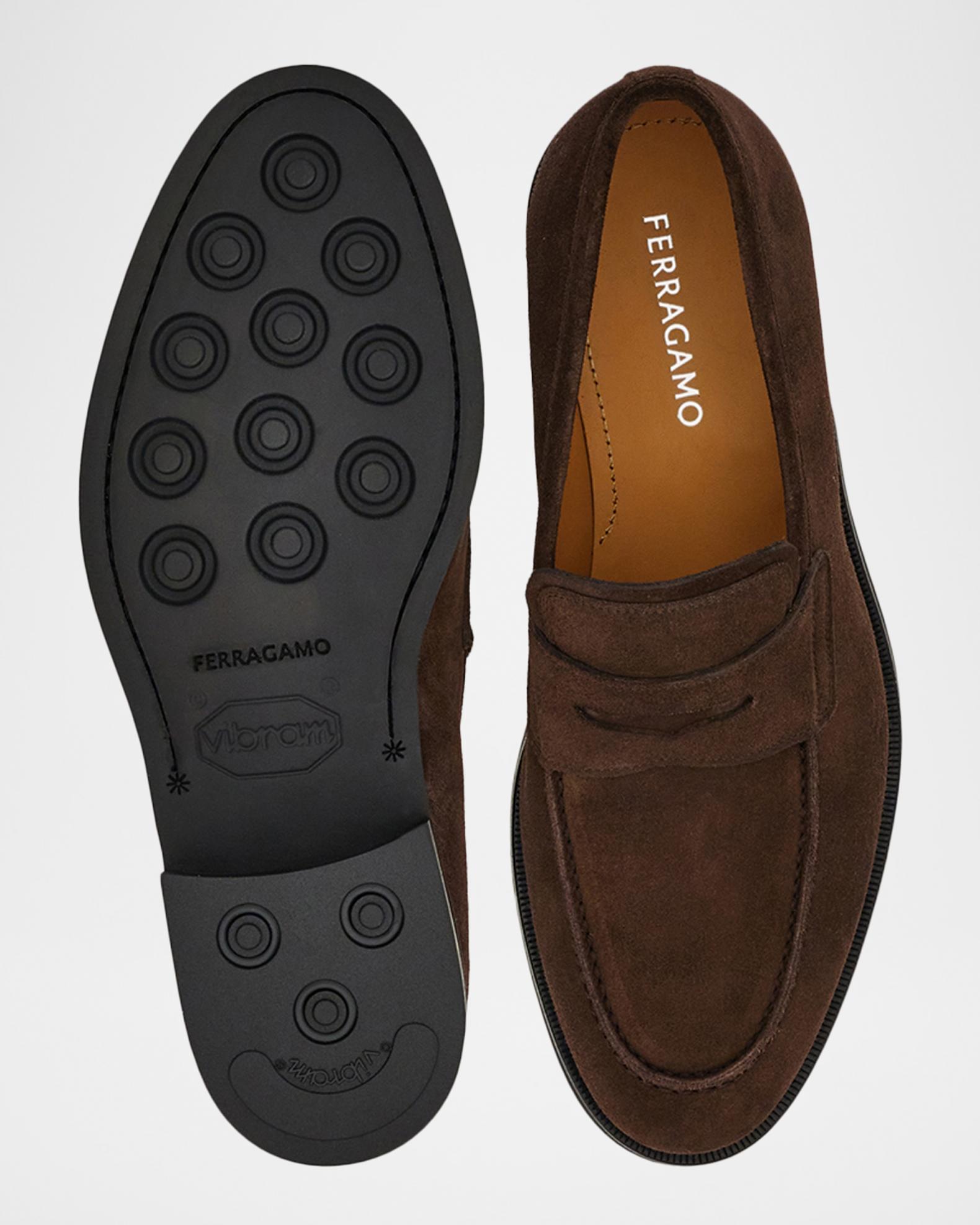 Men’s Salvatore Ferragamo Brown Suede Loafers Lug Sole Size 8D Salvatore Ferragamo Brown Textured Suede Loafers | Harrods US main image 3
