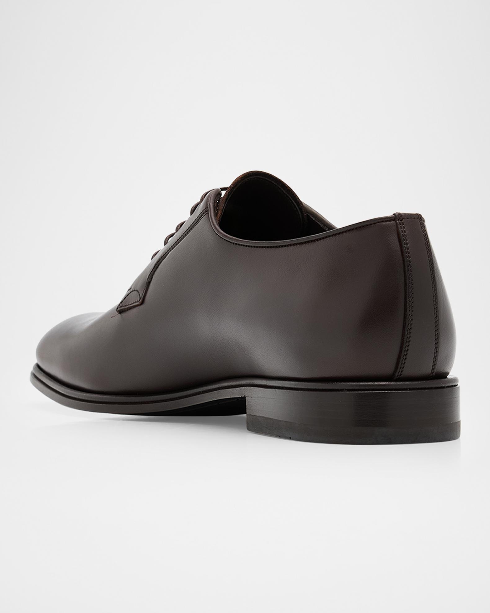 FERRAGAMO Men's Leather Almond-Toe Derby Shoes | Neiman Marcus