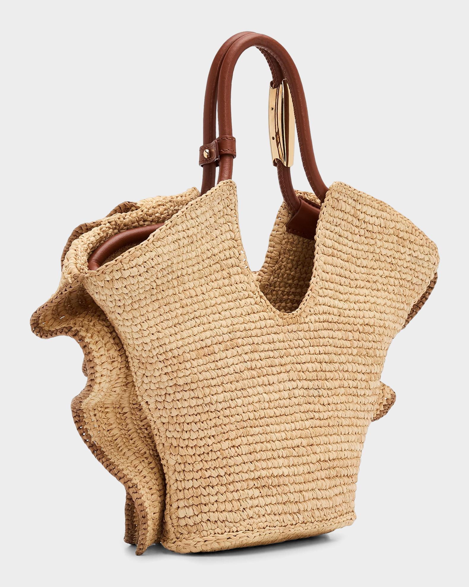 ned doheny (RARE2枚セット!!直筆サイン付き送料込み!!) Zimmermann Goldentime Small Ruffled Raffia Tote Bag | Neiman Marcus