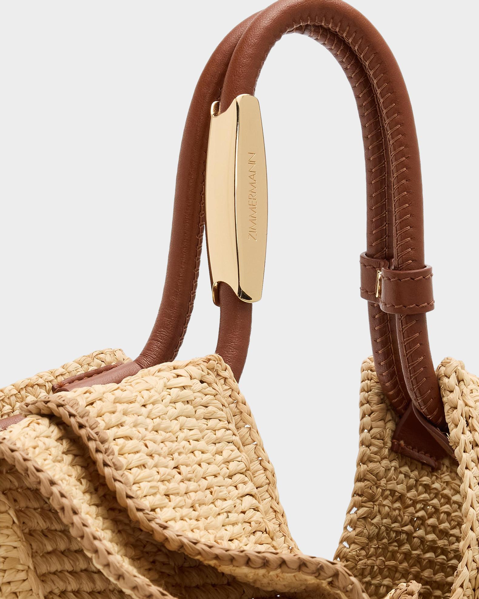 Zimmermann Goldentime Small Ruffled Raffia Tote Bag | Neiman Marcus