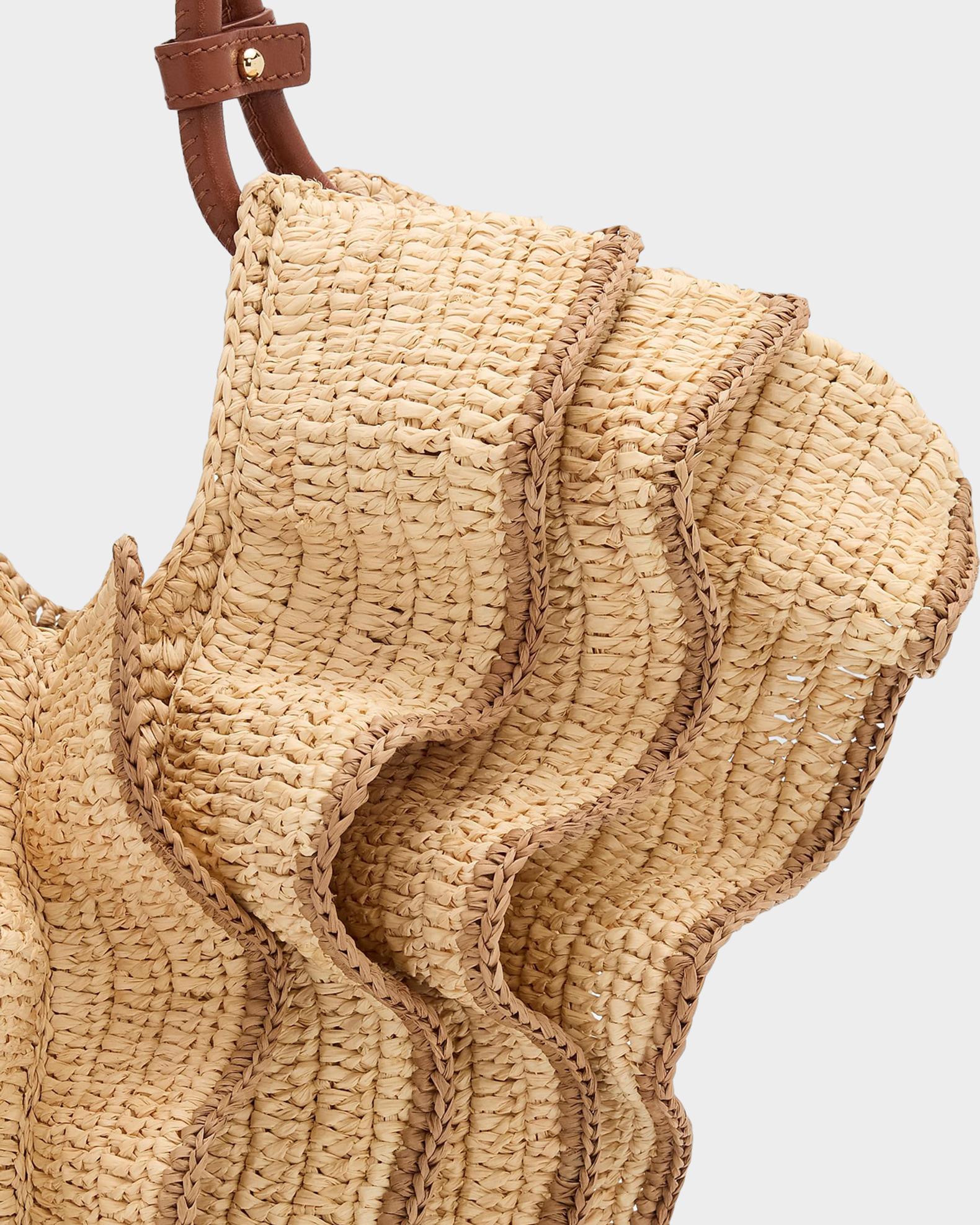 Zimmermann Goldentime Small Ruffled Raffia Tote Bag | Neiman Marcus