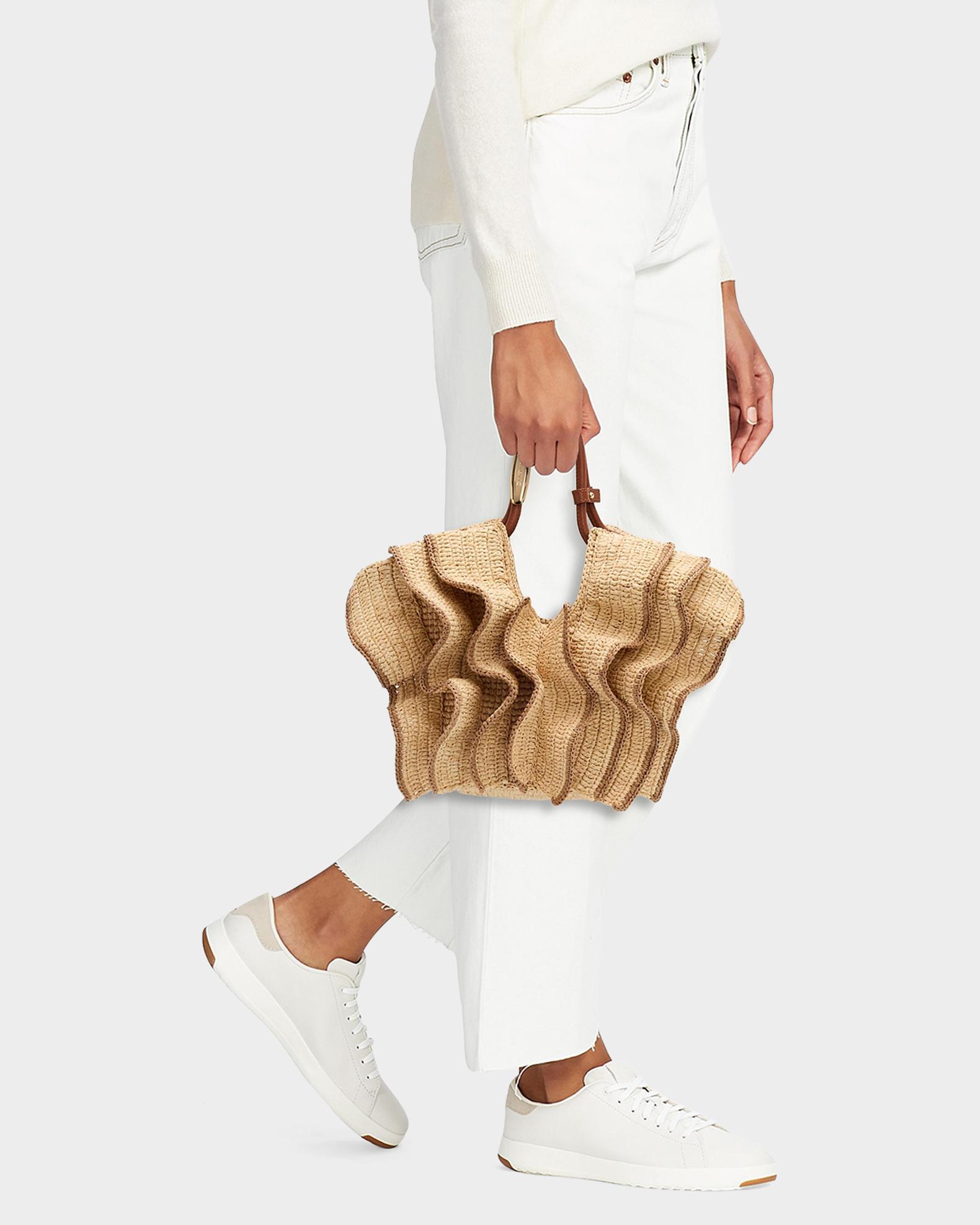 Zimmermann Goldentime Small Ruffled Raffia Tote Bag | Neiman Marcus