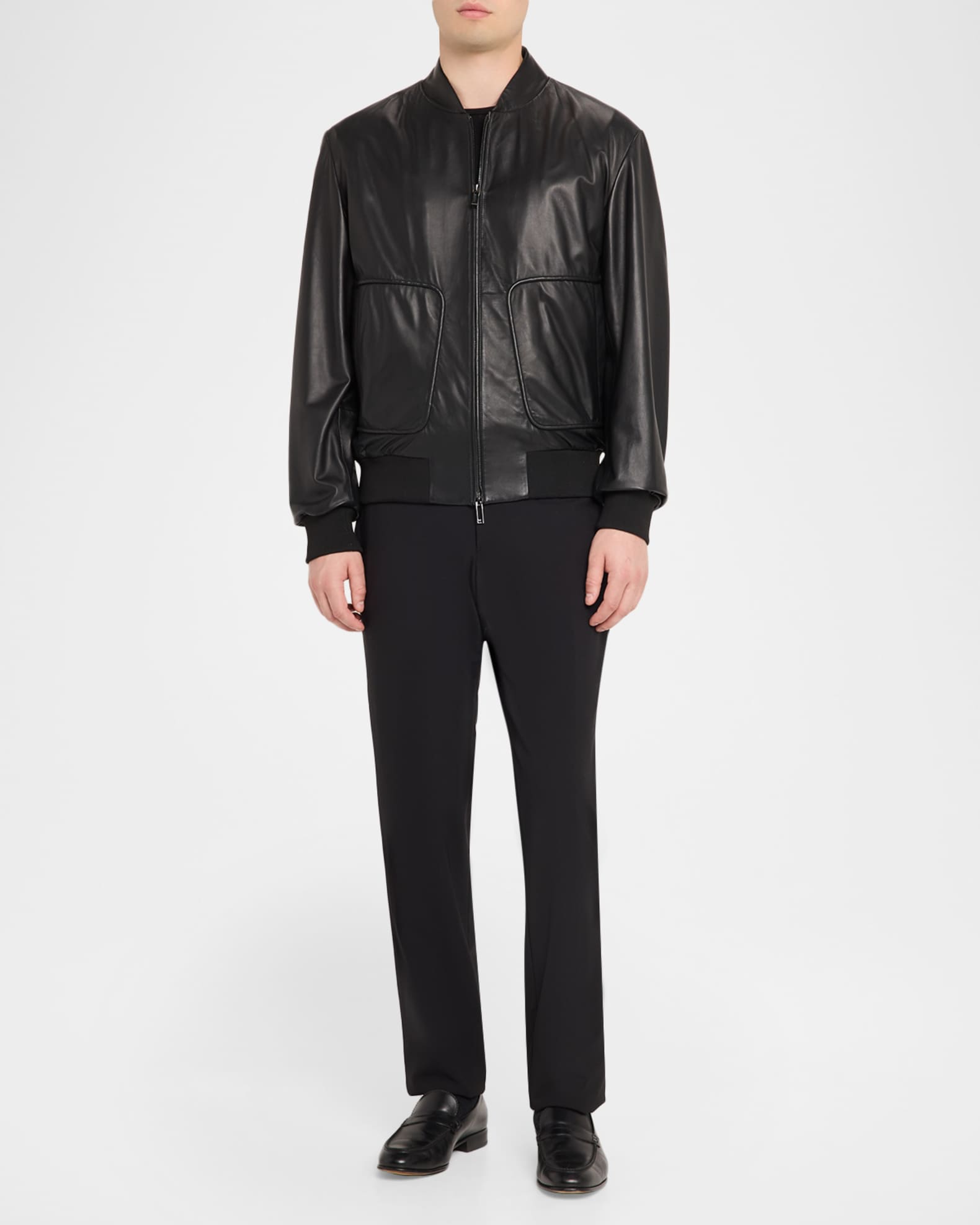 Emporio Armani Men's Oversized-Pocket Leather Bomber Jacket