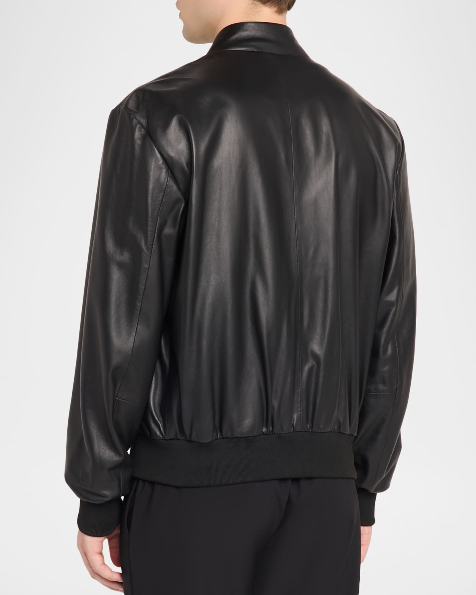 Emporio Armani Men's Oversized-Pocket Leather Bomber Jacket