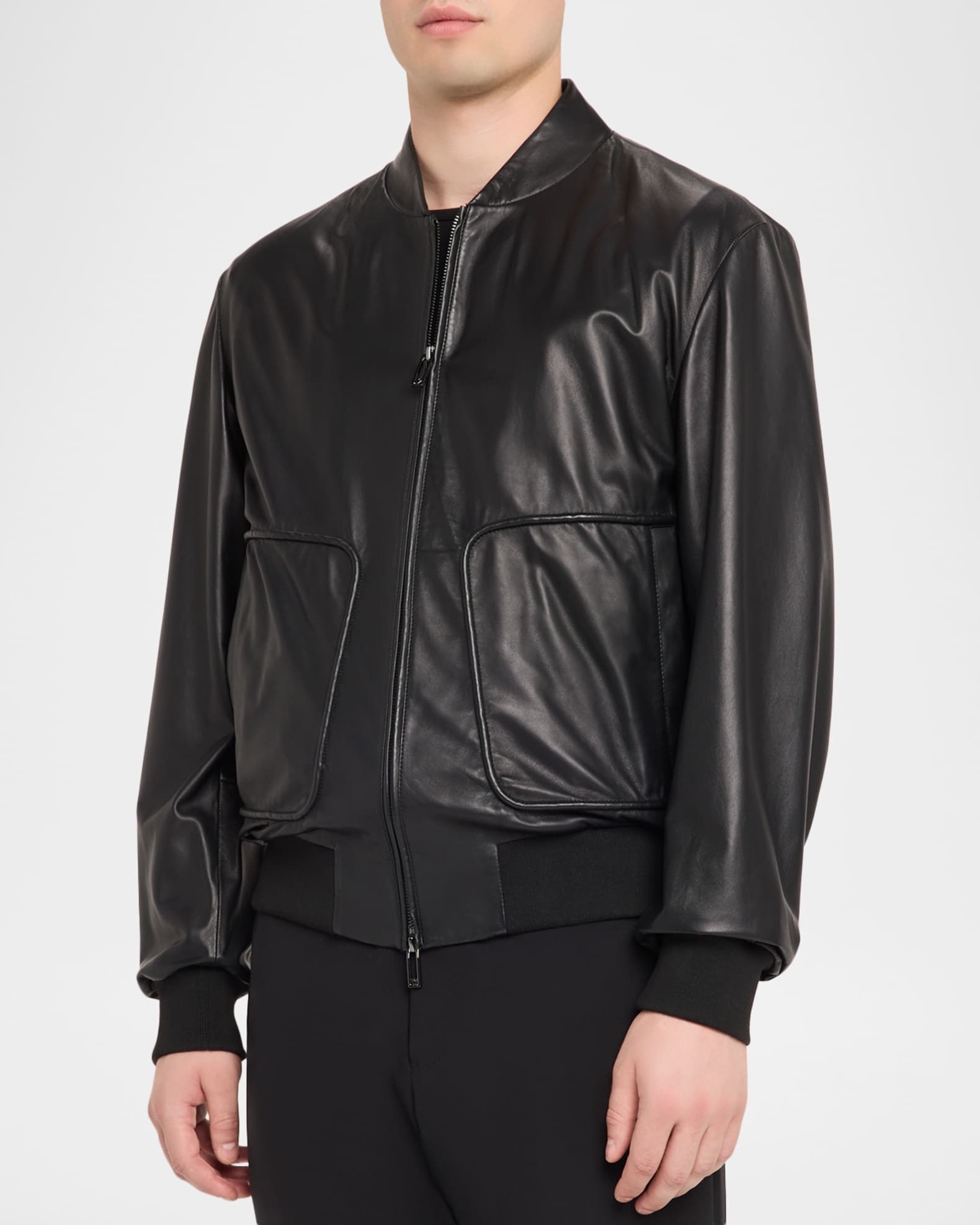 Emporio Armani Men's Oversized-Pocket Leather Bomber Jacket