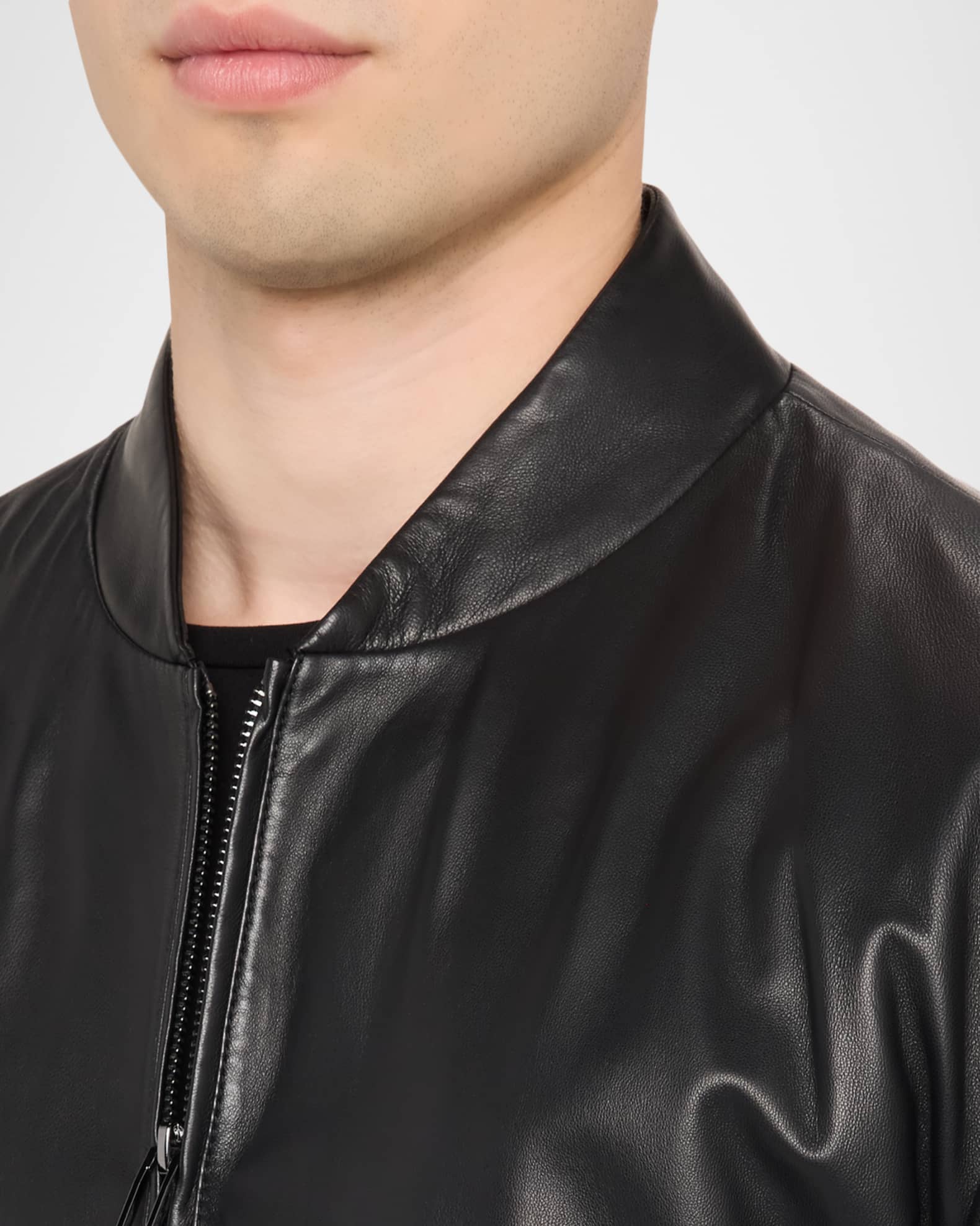 Emporio Armani Men's Oversized-Pocket Leather Bomber Jacket