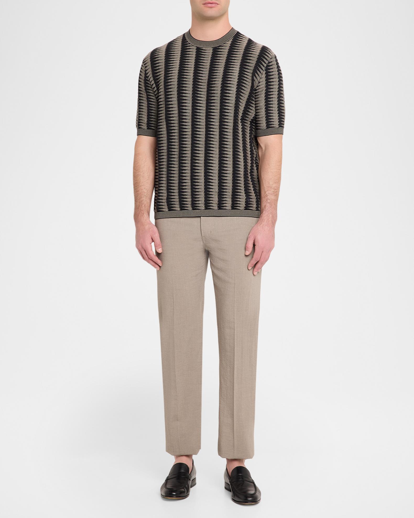 Emporio Armani Men's Jagged Stripe Cotton Jacquard Short-Sleeve
