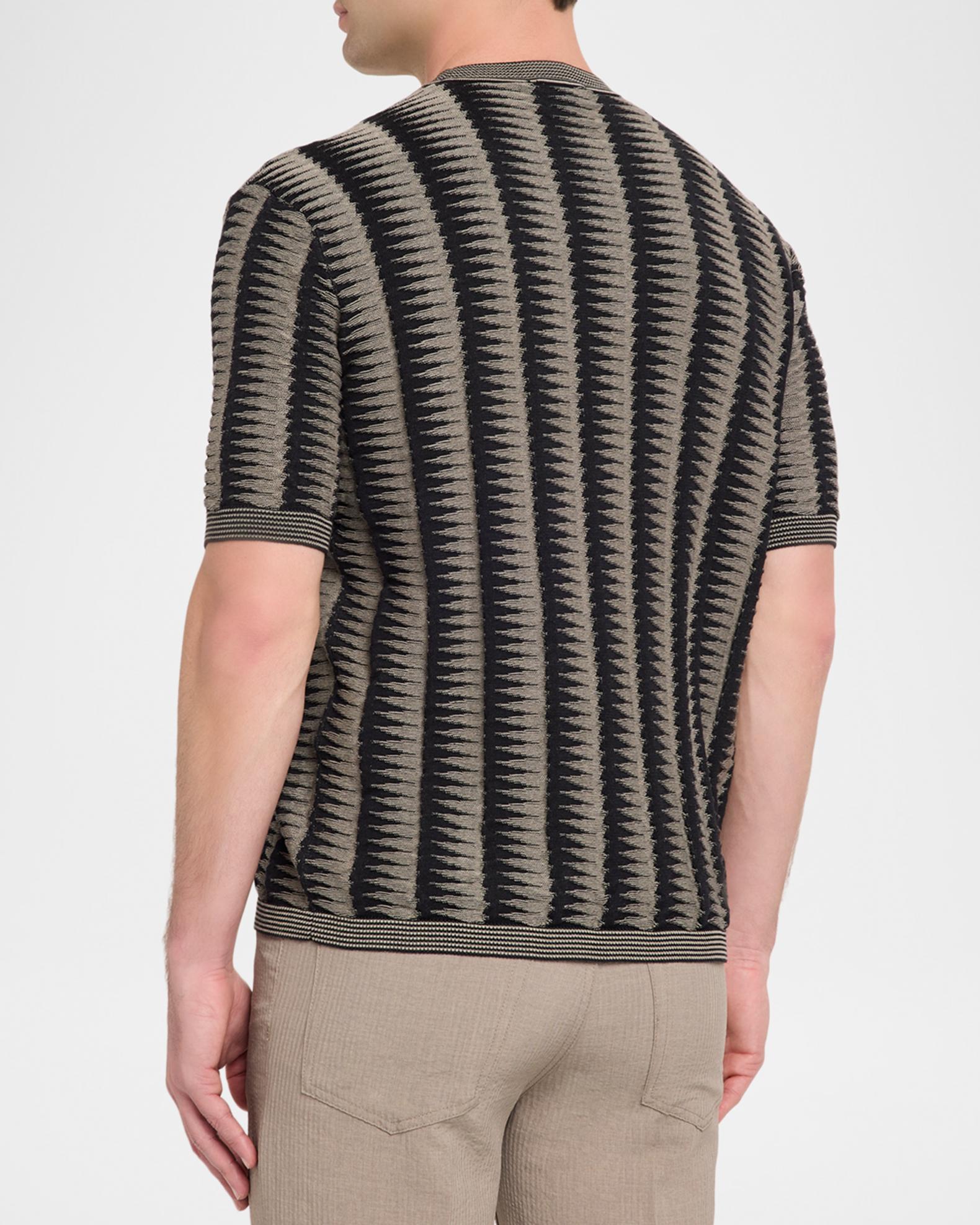 Emporio Armani Men's Jagged Stripe Cotton Jacquard Short-Sleeve