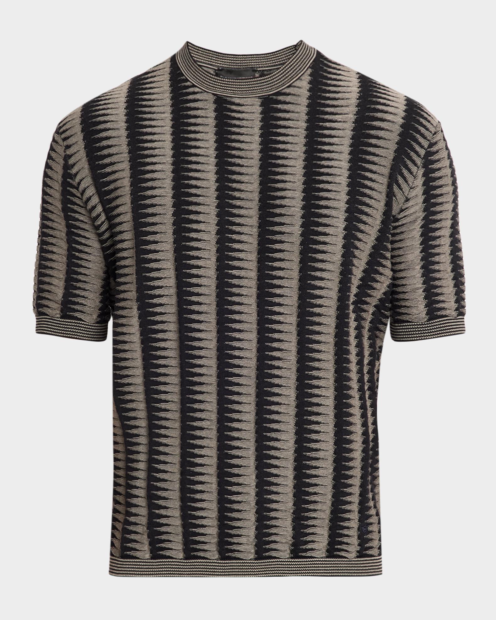 Emporio Armani Men's Jagged Stripe Cotton Jacquard Short-Sleeve