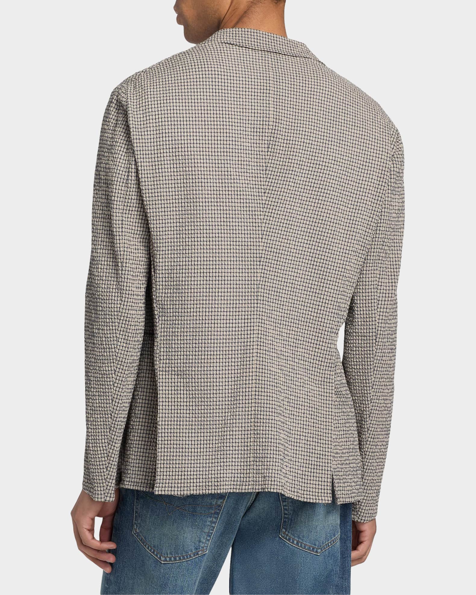 Emporio Armani Men's Check Seersucker Micro-Check Blazer | Neiman