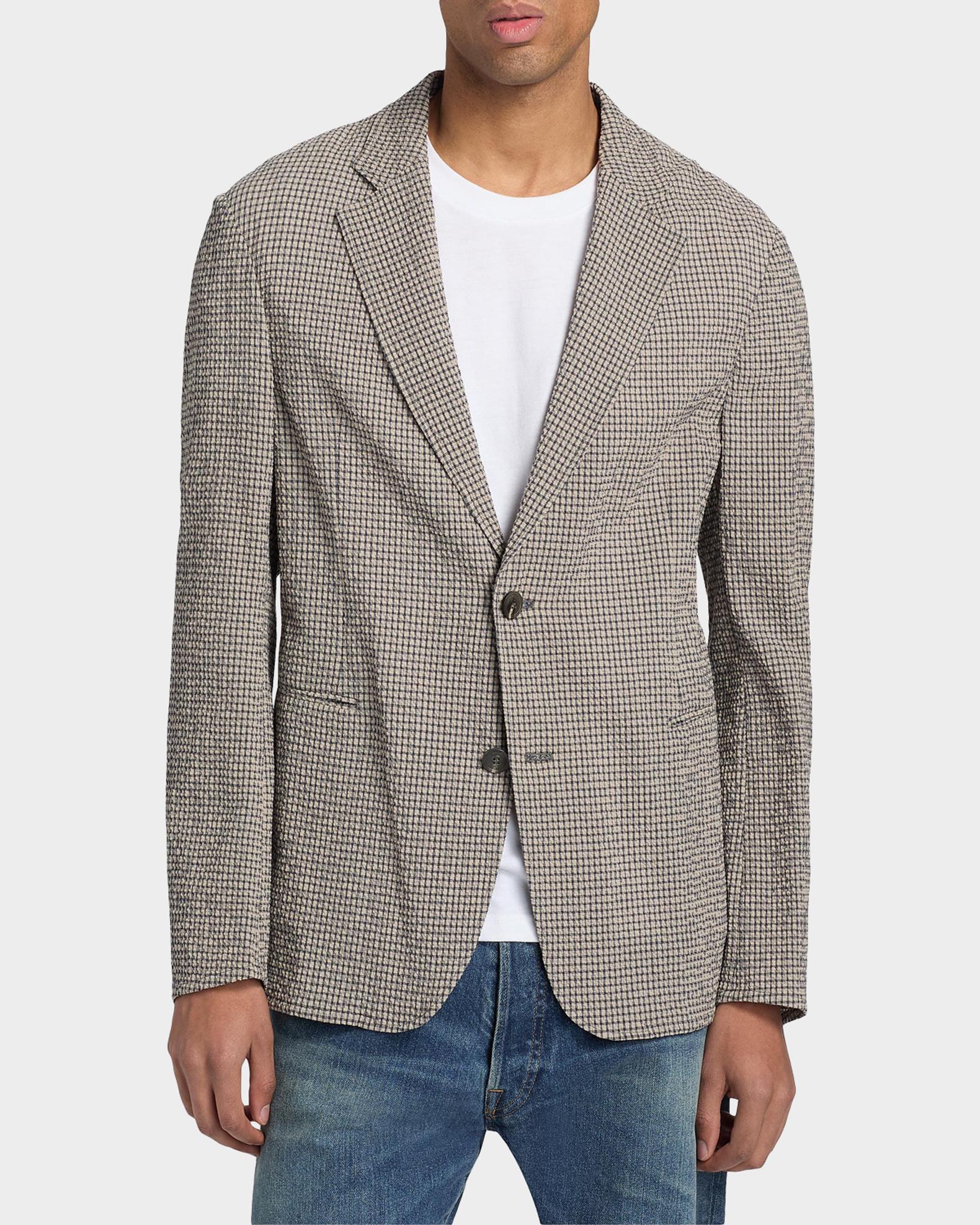 Emporio Armani Men's Check Seersucker Micro-Check Blazer | Neiman