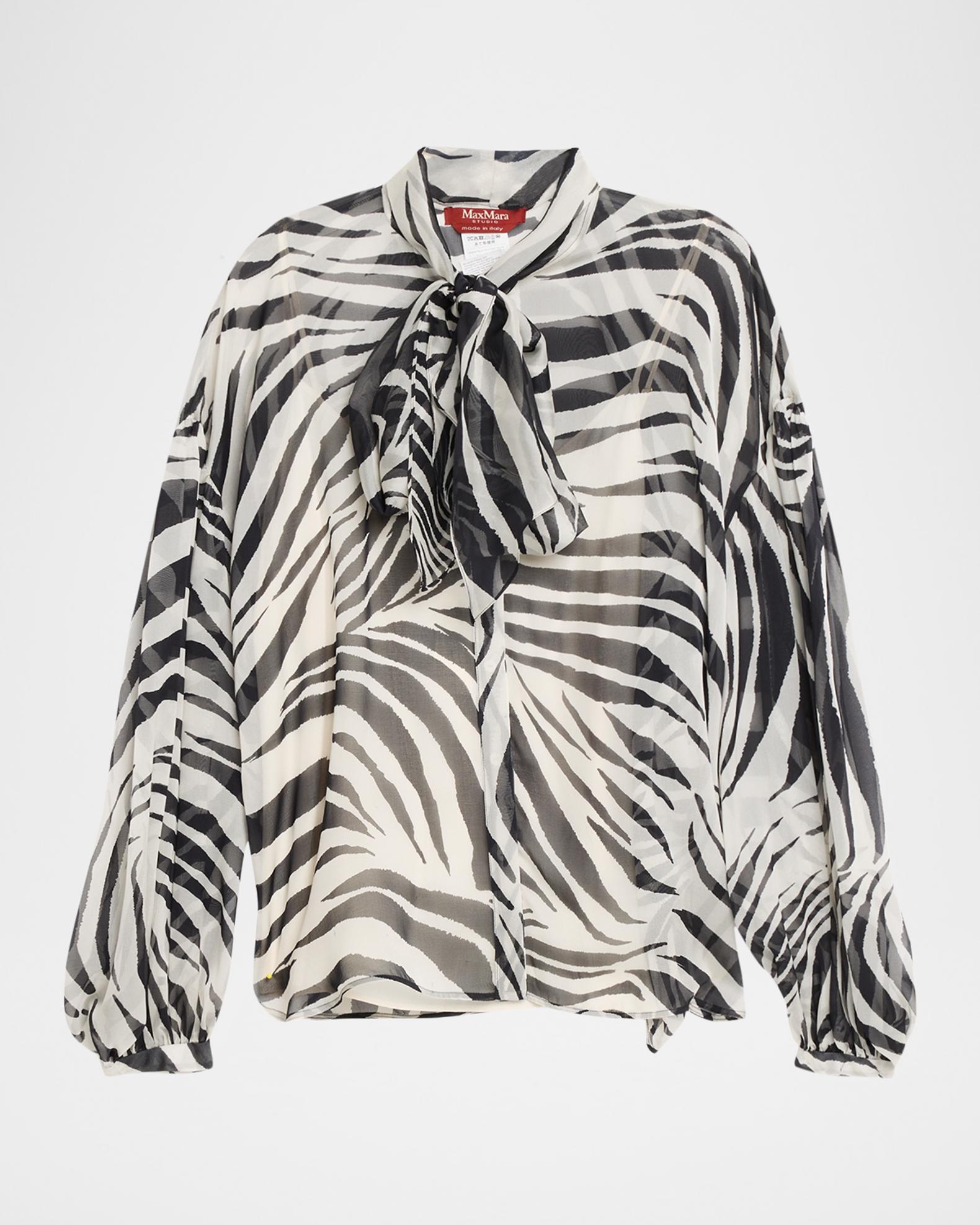 Weekend Max Mara Ballata Zebra-Print Sheer Silk Blouse | Neiman Marcus