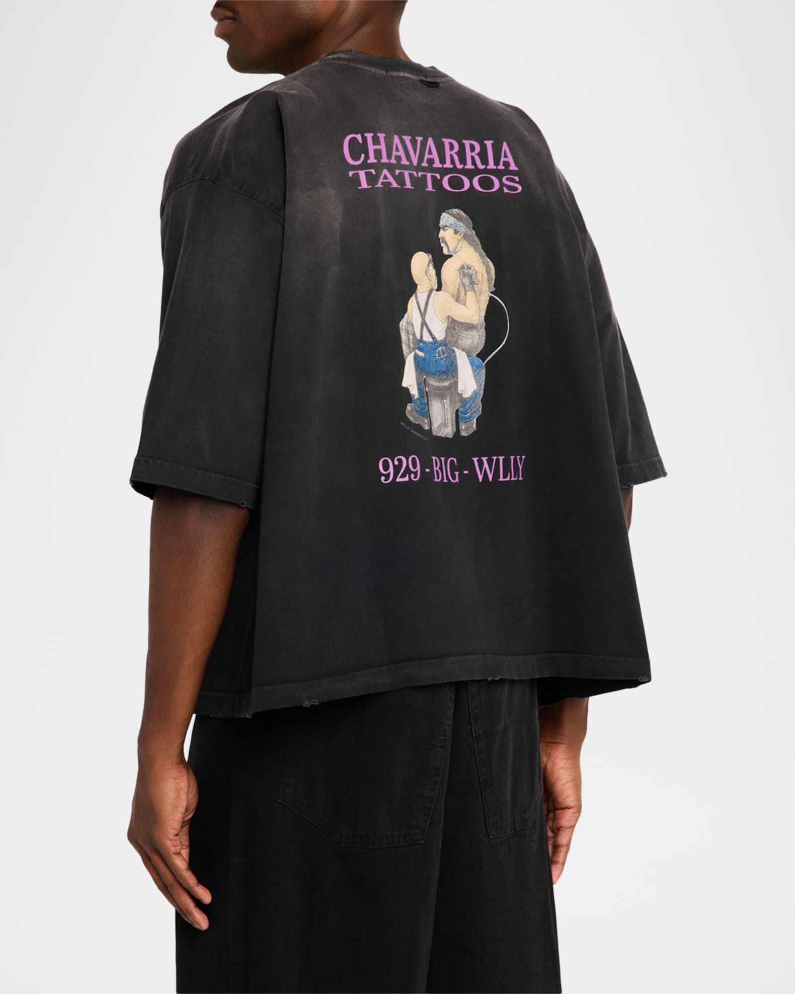 Willy Chavarria Men's Chavarria Tattoos Cotton Boxy Fit T-Shirt