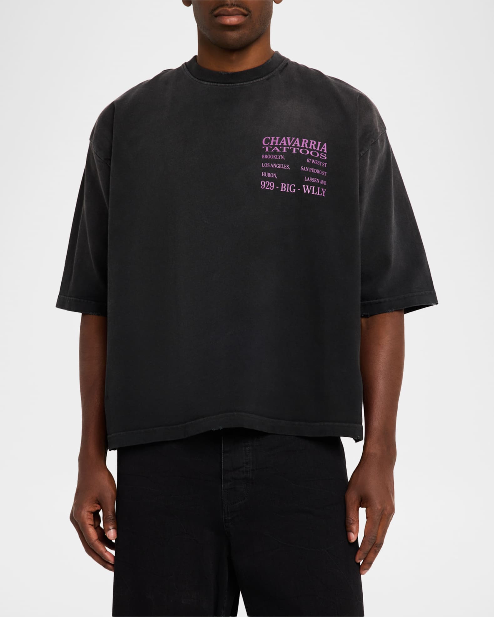 Willy Chavarria Men's Chavarria Tattoos Cotton Boxy Fit T-Shirt