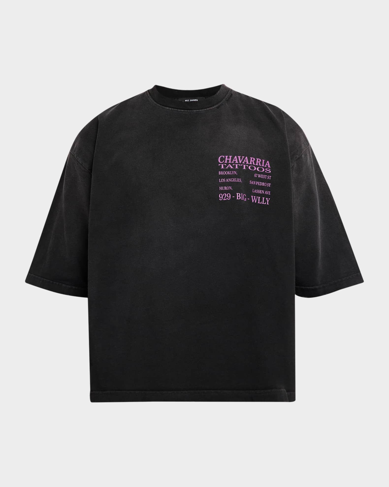 トップス WILLY CHAVARRIA Greased Engine Boxy T Willy Chavarria Men's Chavarria Tattoos Cotton Boxy Fit T-Shirt