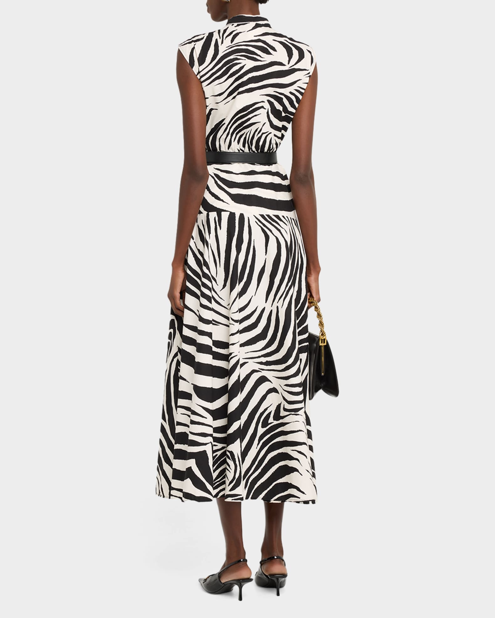 Max Mara Studio West Zebra-Print Cotton Poplin Midi Dress | Neiman