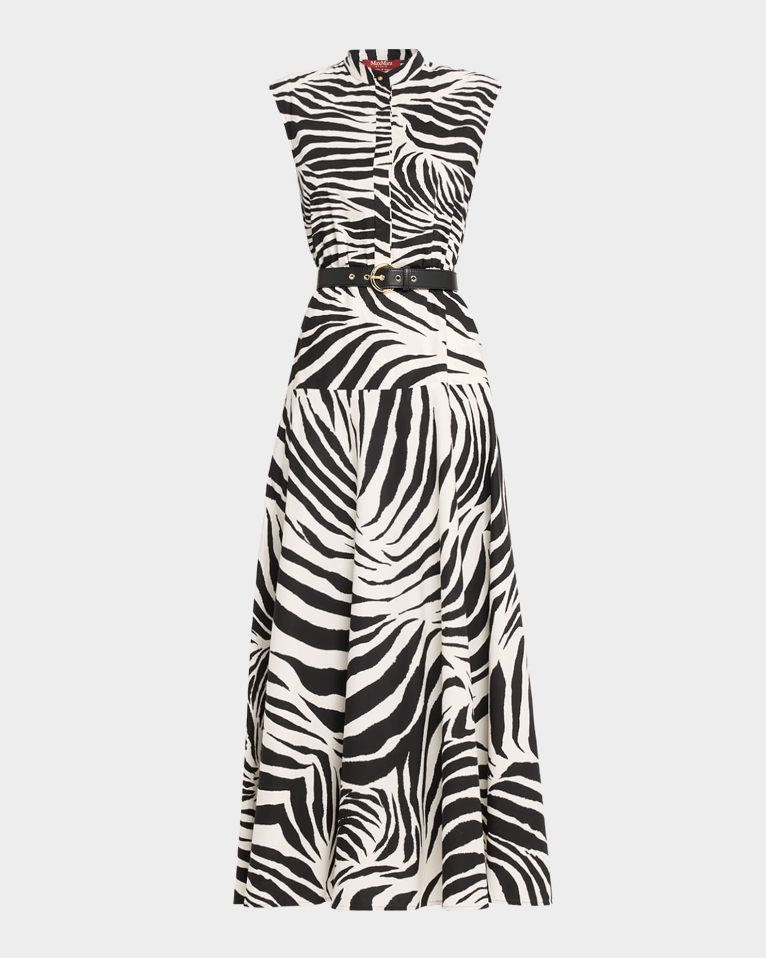 Max Mara Studio West Zebra-Print Cotton Poplin Midi Dress | Neiman