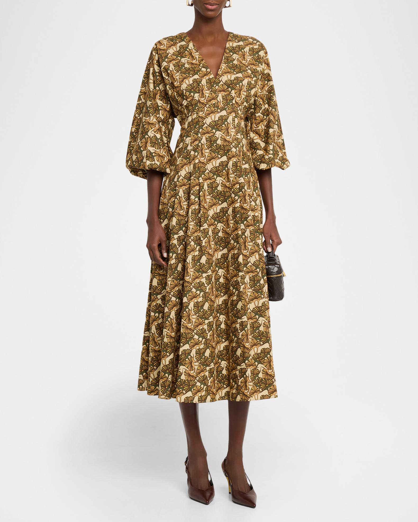 Max Mara Women's Printed Cotton Poplin Dress - Natural