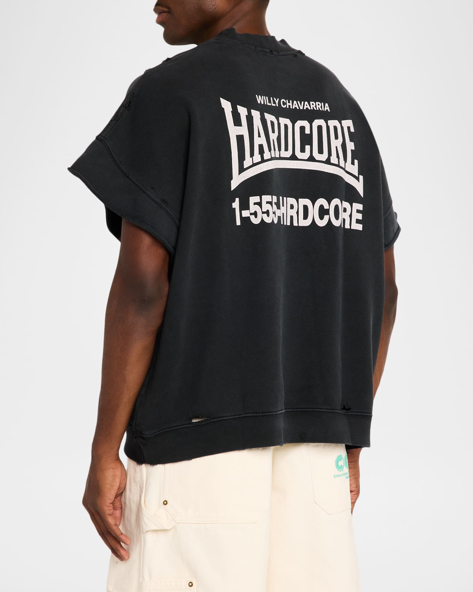 Willy Chavarria Men's Hardcore Cotton Distressed T-Shirt | Neiman