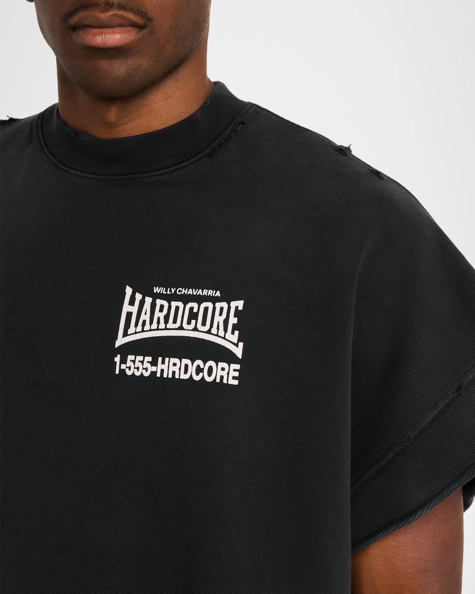 Willy Chavarria Men's Hardcore Cotton Distressed T-Shirt | Neiman