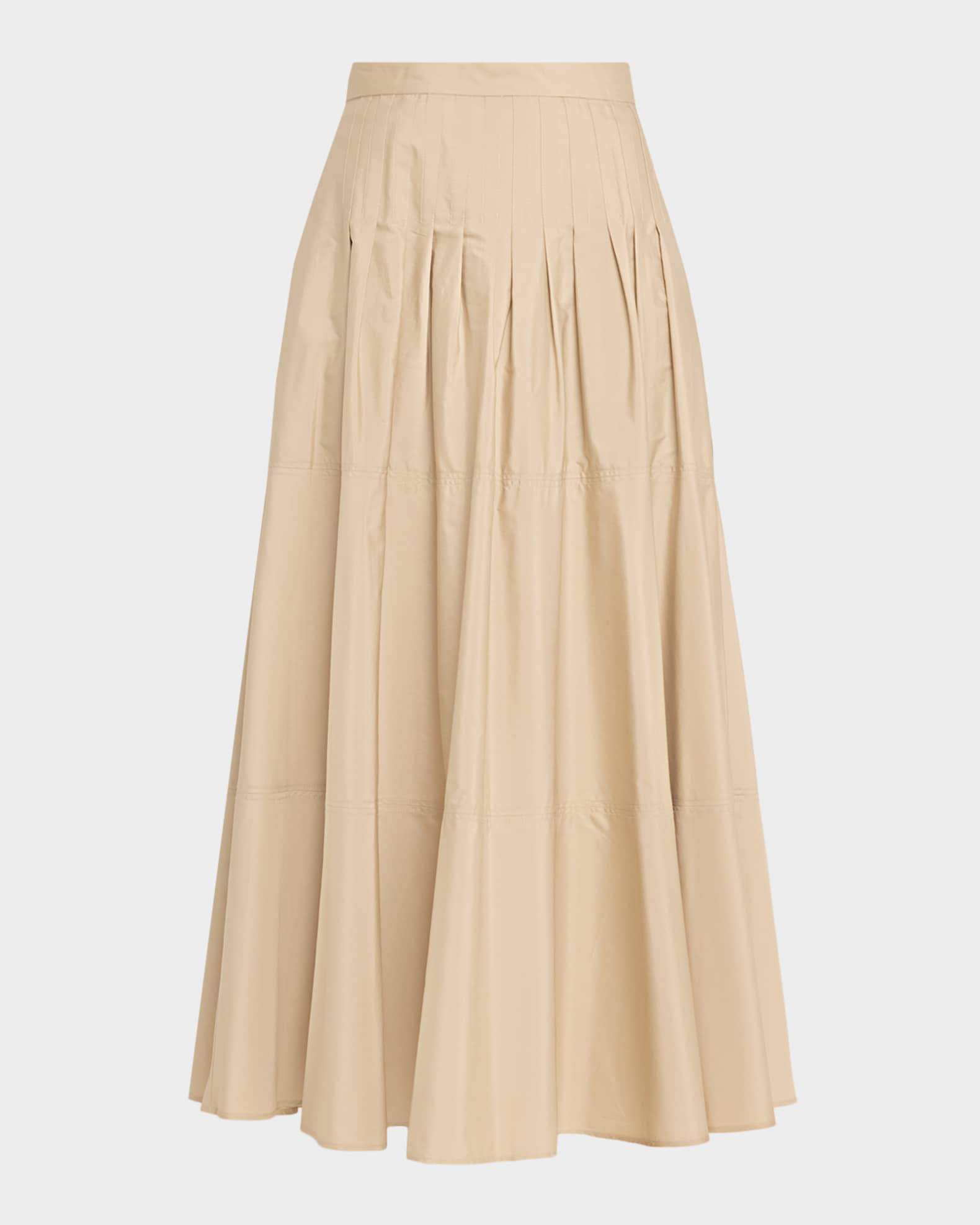 Max Mara Studio Opera Pleated Cotton Poplin Maxi Skirt | Neiman Marcus