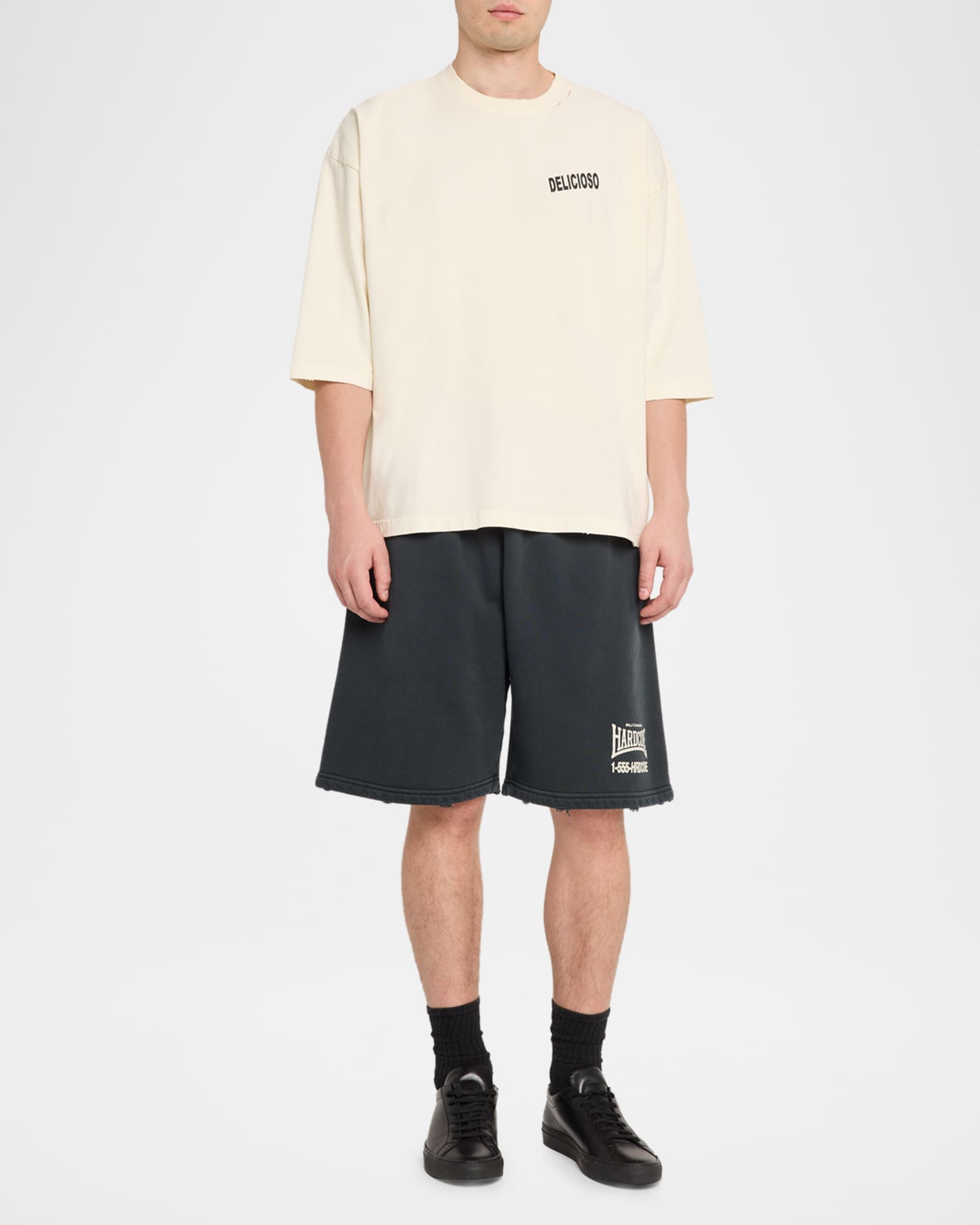 Willy Chavarria Men's Hardcore Relaxed Buffalo-Fit Fleece Shorts