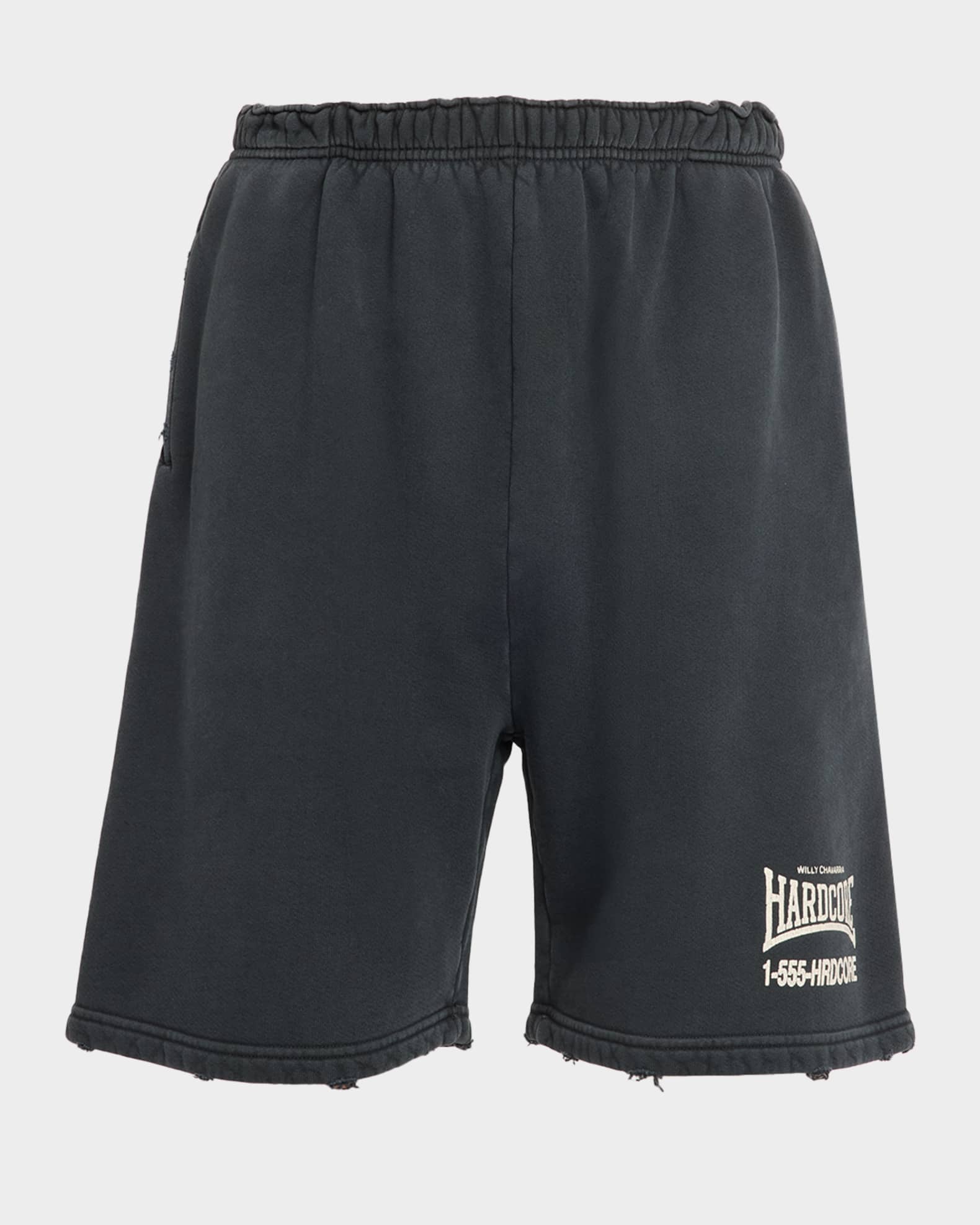 パンツ Willy Chavarria DENIM LOW RISE SHORTS Willy Chavarria Men's Hardcore Relaxed Buffalo-Fit Fleece Shorts