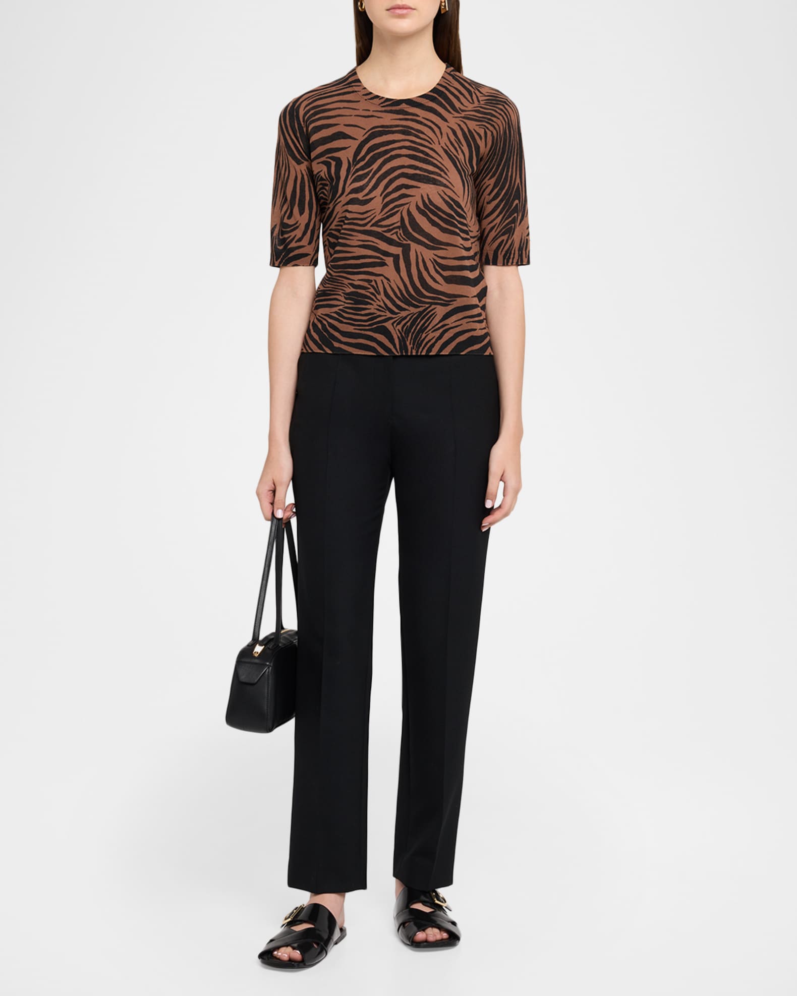 Max Mara Studio Mstago Zebra Cotton Top | Neiman Marcus