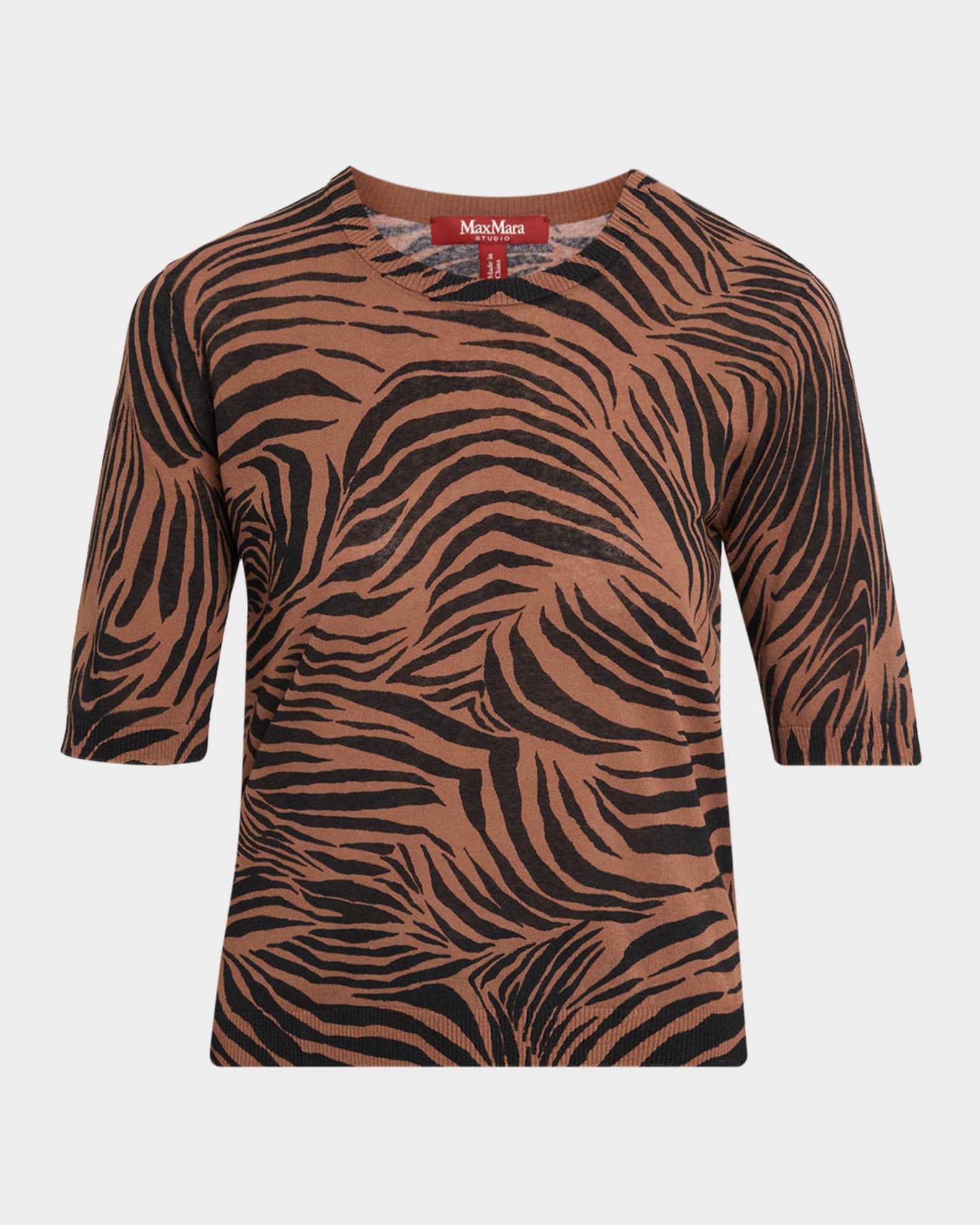 Max Mara Studio Mstago Zebra Cotton Top | Neiman Marcus
