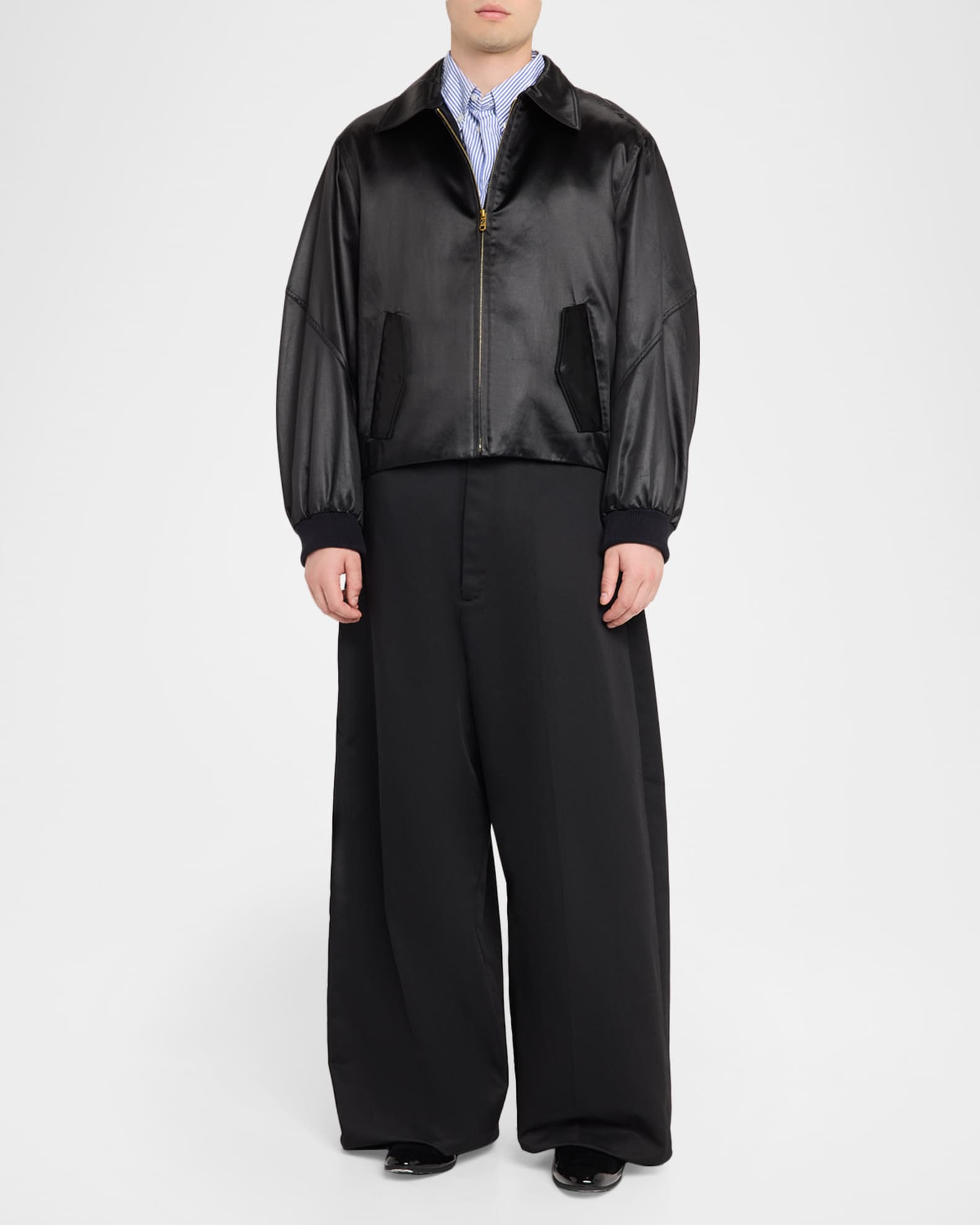 Willy Chavarria Men's Opera Satin Bomber Jacket | Neiman Marcus