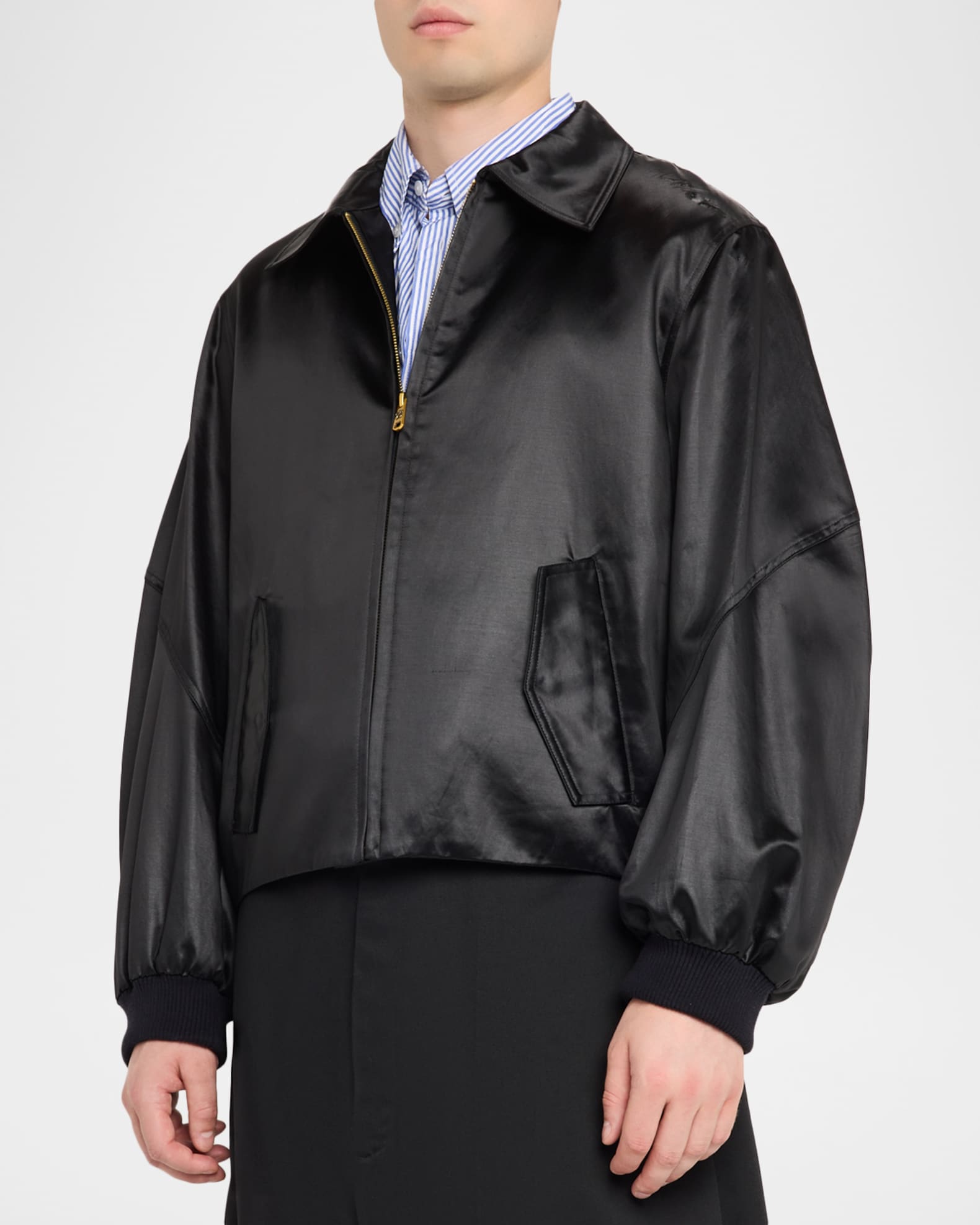 Willy Chavarria Men's Opera Satin Bomber Jacket | Neiman Marcus