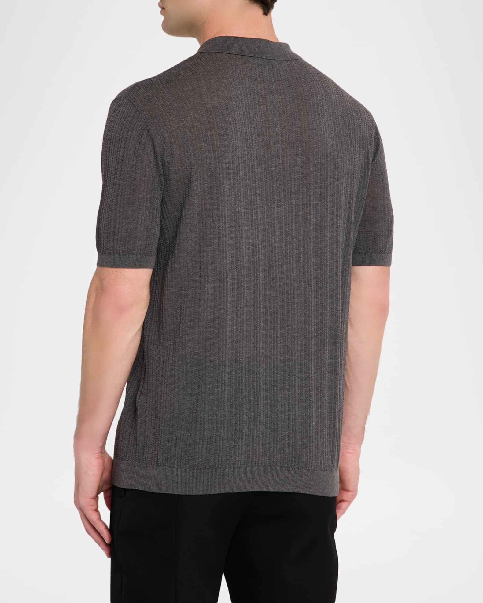 Emporio Armani Men's Textured Short-Sleeve Zip Polo Sweater