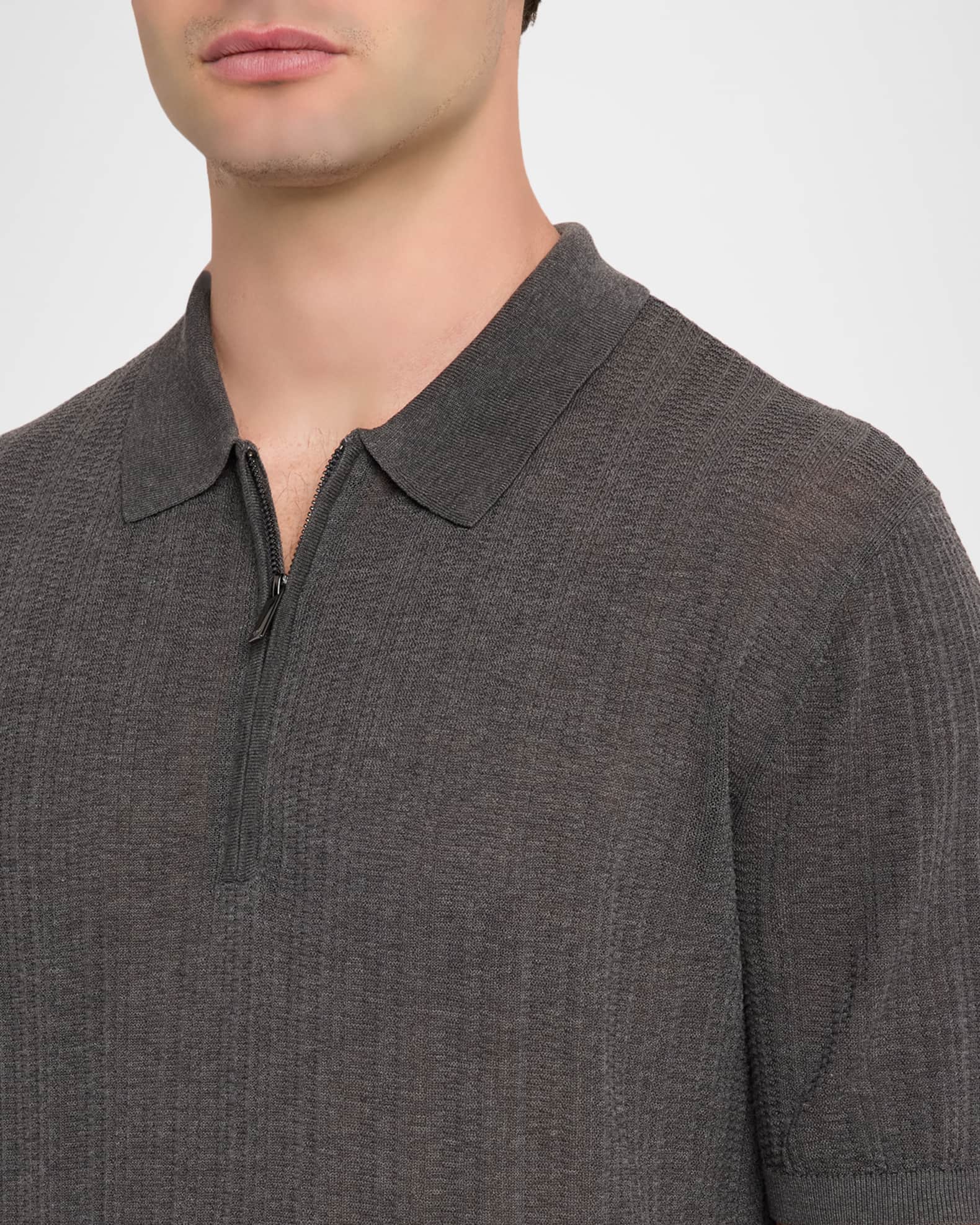 Emporio Armani Men's Textured Short-Sleeve Zip Polo Sweater