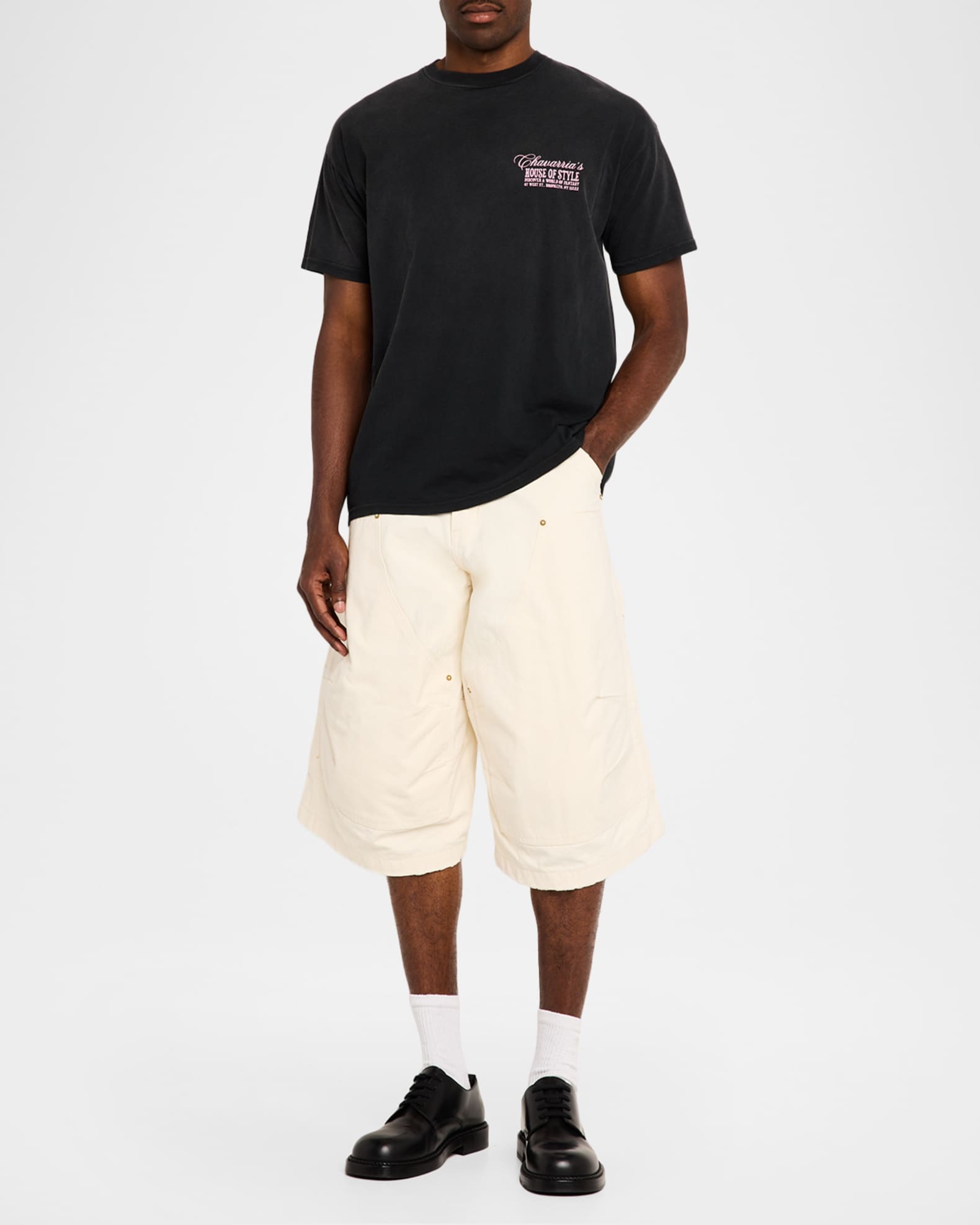Willy Chavarria Men's Stockton Double-Knee Oversized Shorts