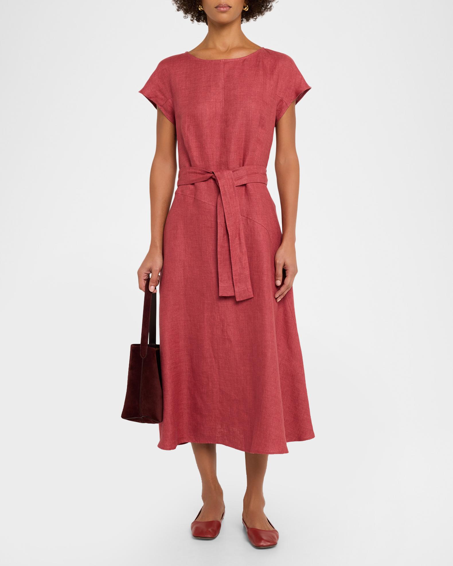 max mara weekend linen dress Short Sleeve Cotton Linen Dress