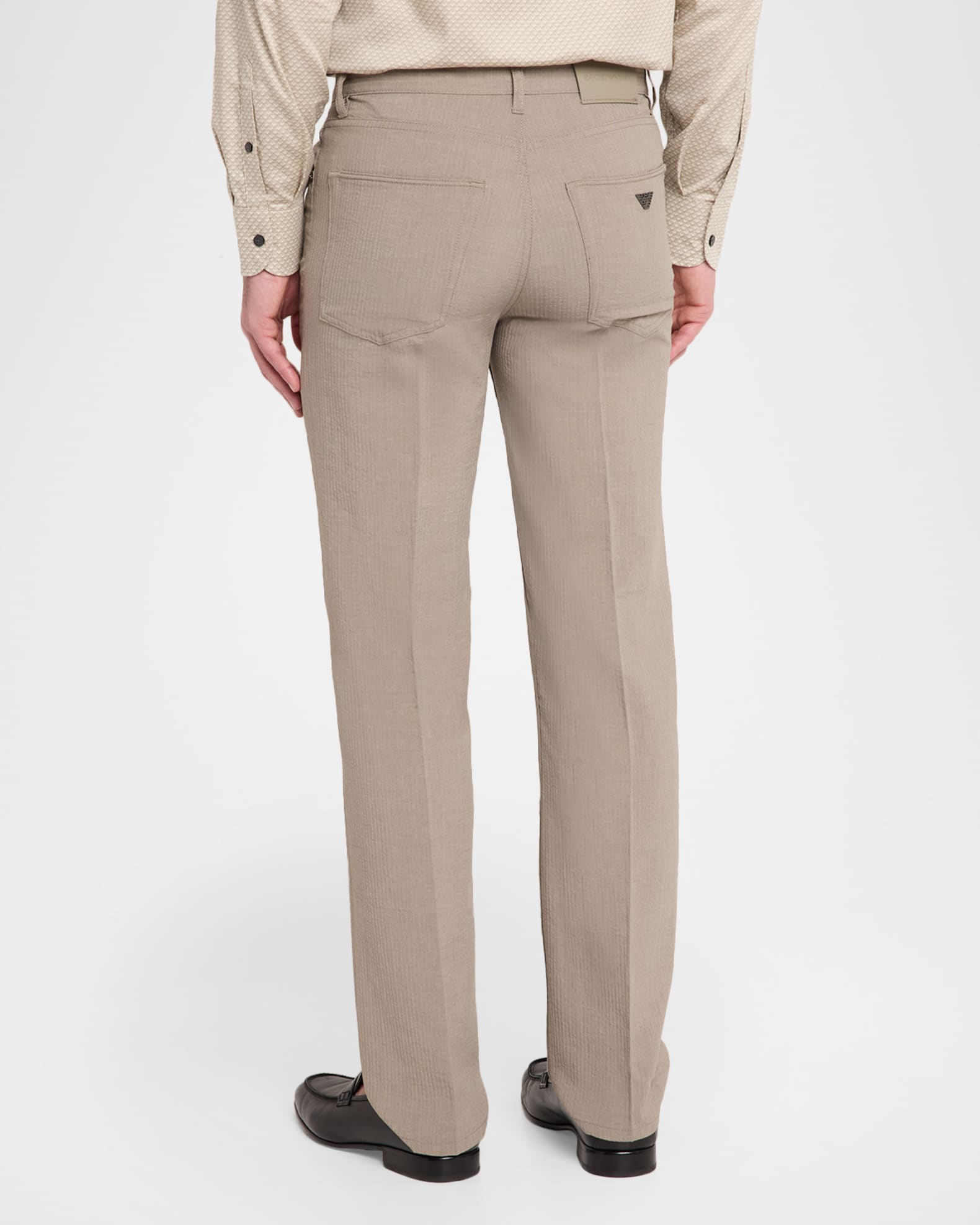 Emporio Armani Seersucker Mid-Rise Straight-Leg Pants | Neiman Marcus