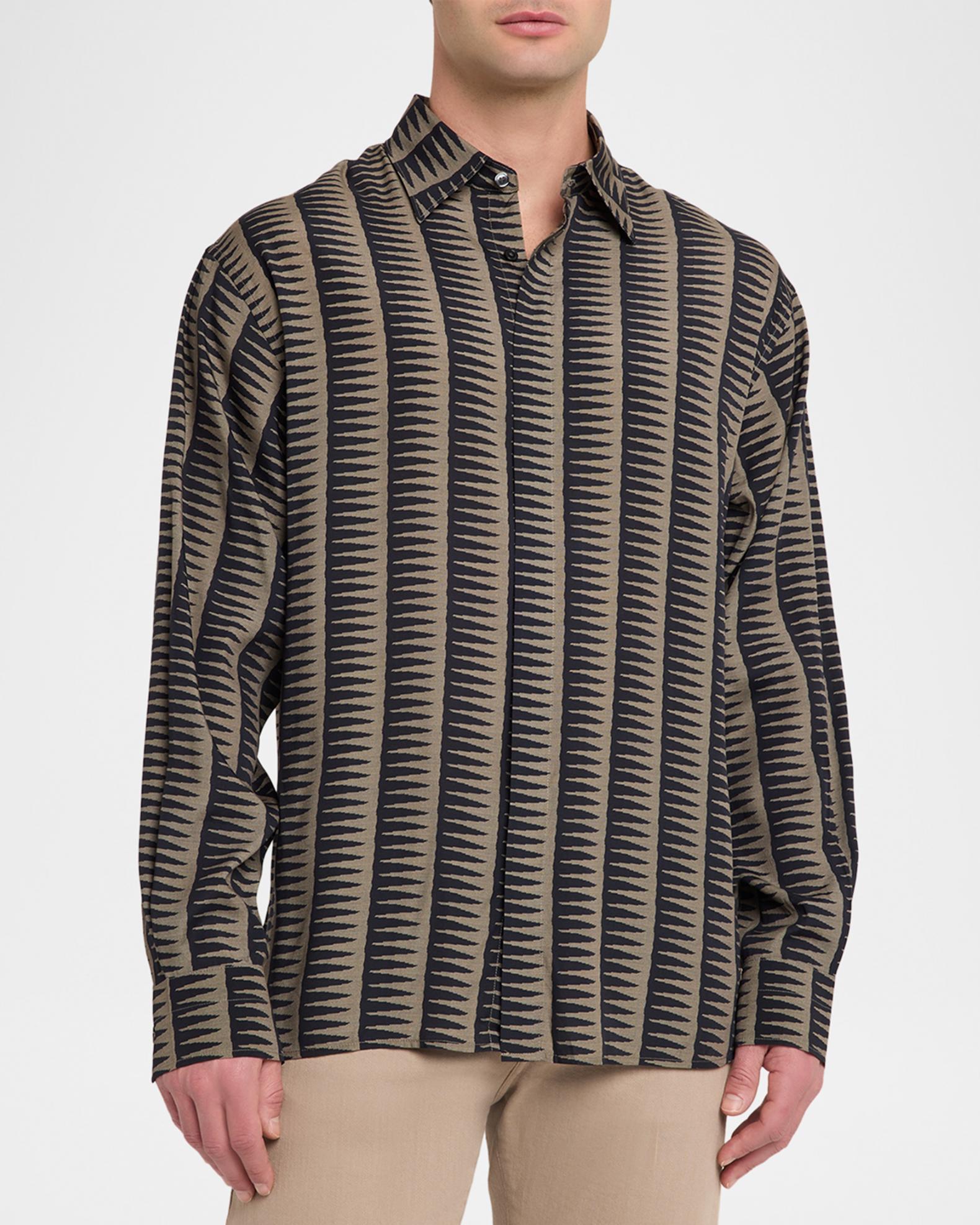 Emporio Armani Men's Jagged Edge Stripe Sport Shirt | Neiman Marcus