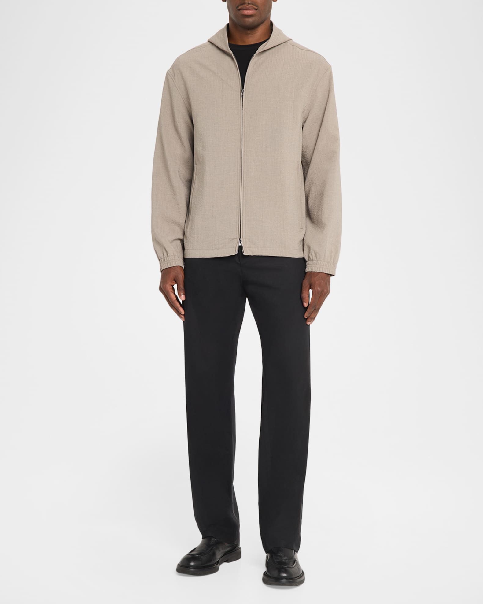 Emporio Armani Men's Polyester Seersucker Full-Zip Hoodie | Neiman