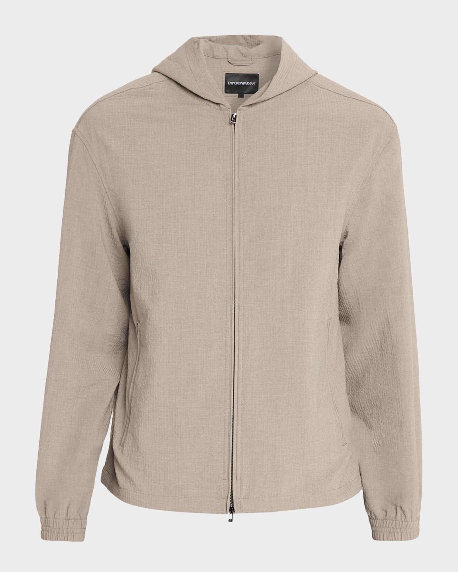 Emporio Armani Men's Polyester Seersucker Full-Zip Hoodie | Neiman