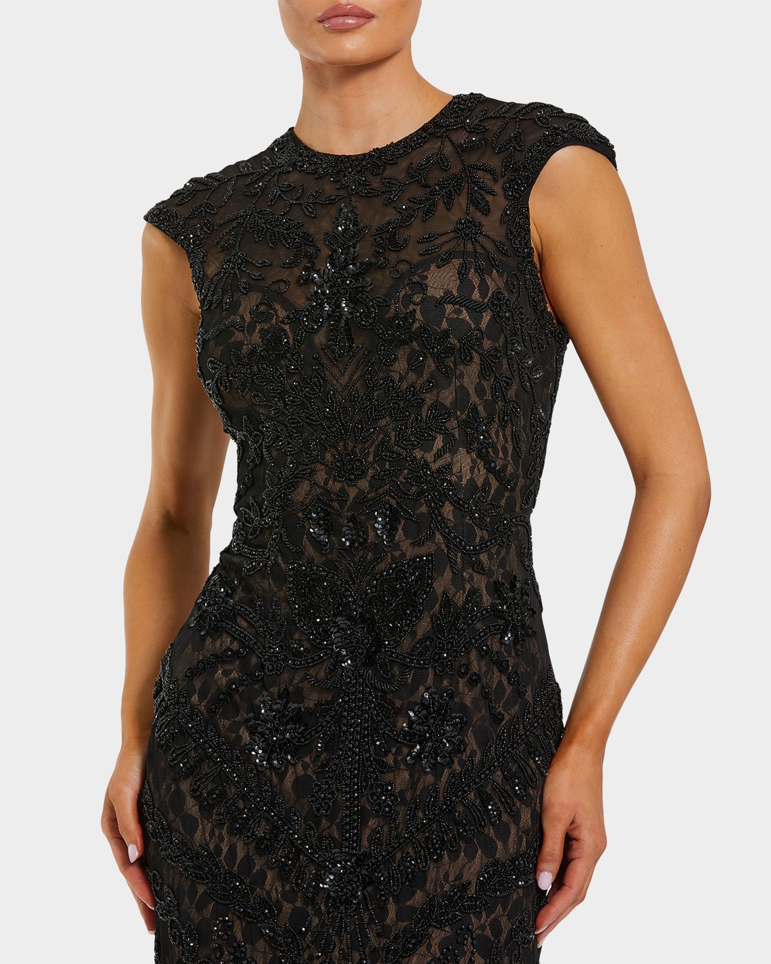mac duggal beaded cap sleeve column midi dress Mac Duggal Beaded Cap Sleeve Column Midi Dress