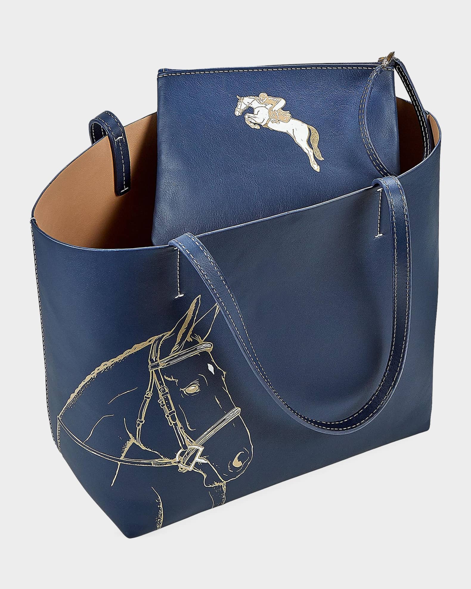 Chemical Sports Horse Big Bagトートバッグ　スタッズ Gigi New York x Melissa Bamber Hunter Horse-Printed Leather Tote