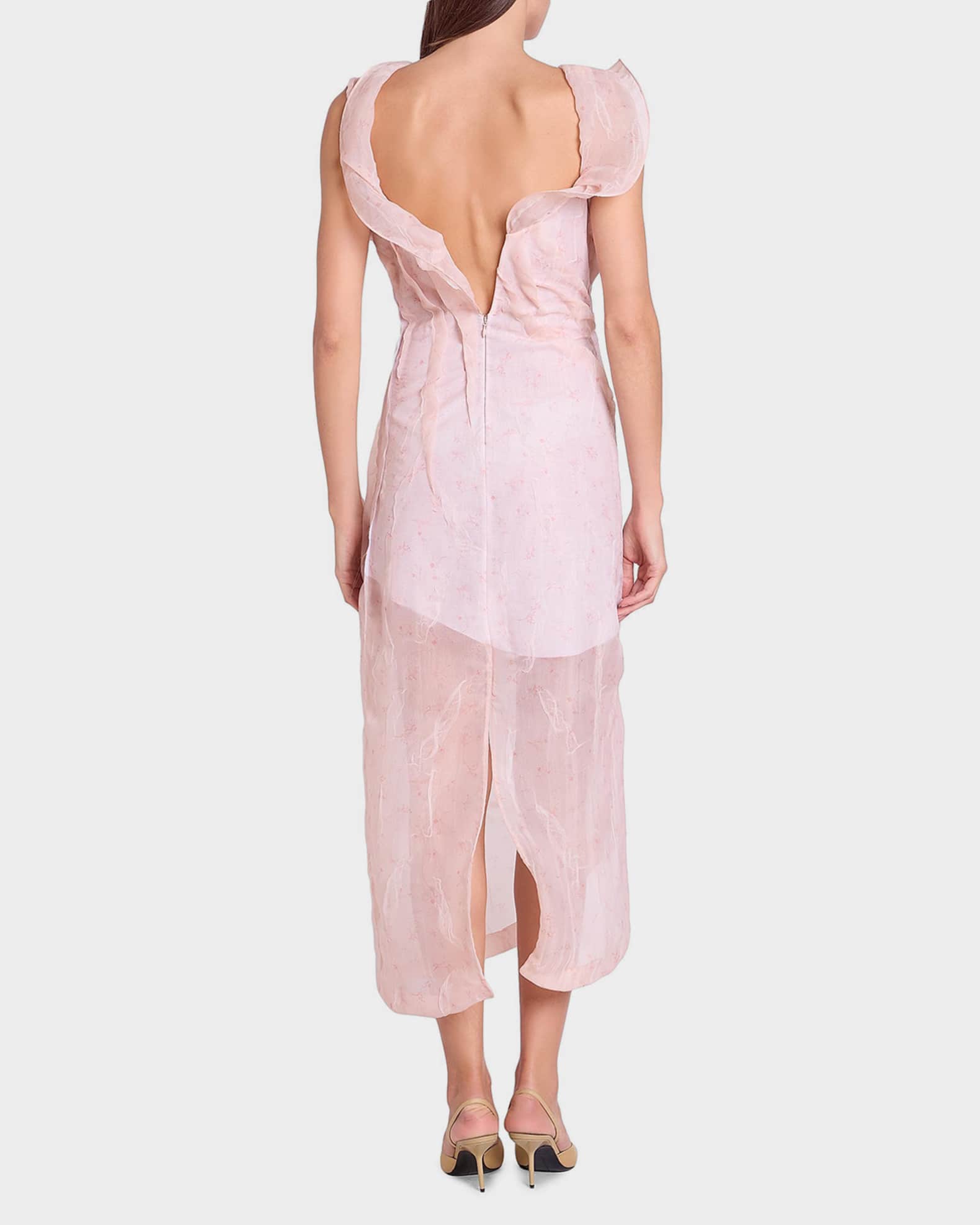 Victoria Beckham Hoop Midi Dress In Sketched Ditsy Blossom - 6 - Womens
