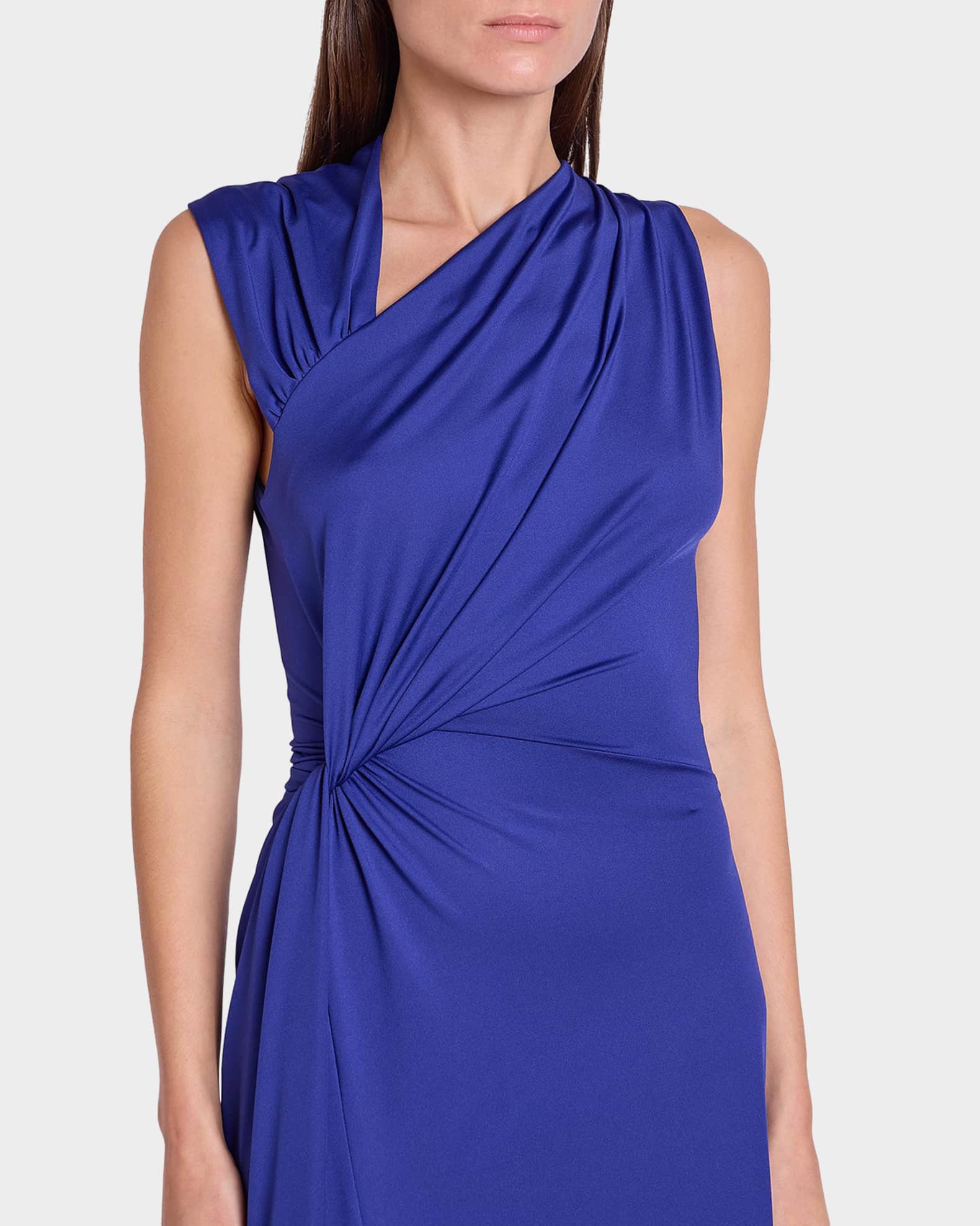 Victoria Beckham Sleeveless Twisted Asymmetric Midi Dress | Neiman Marcus