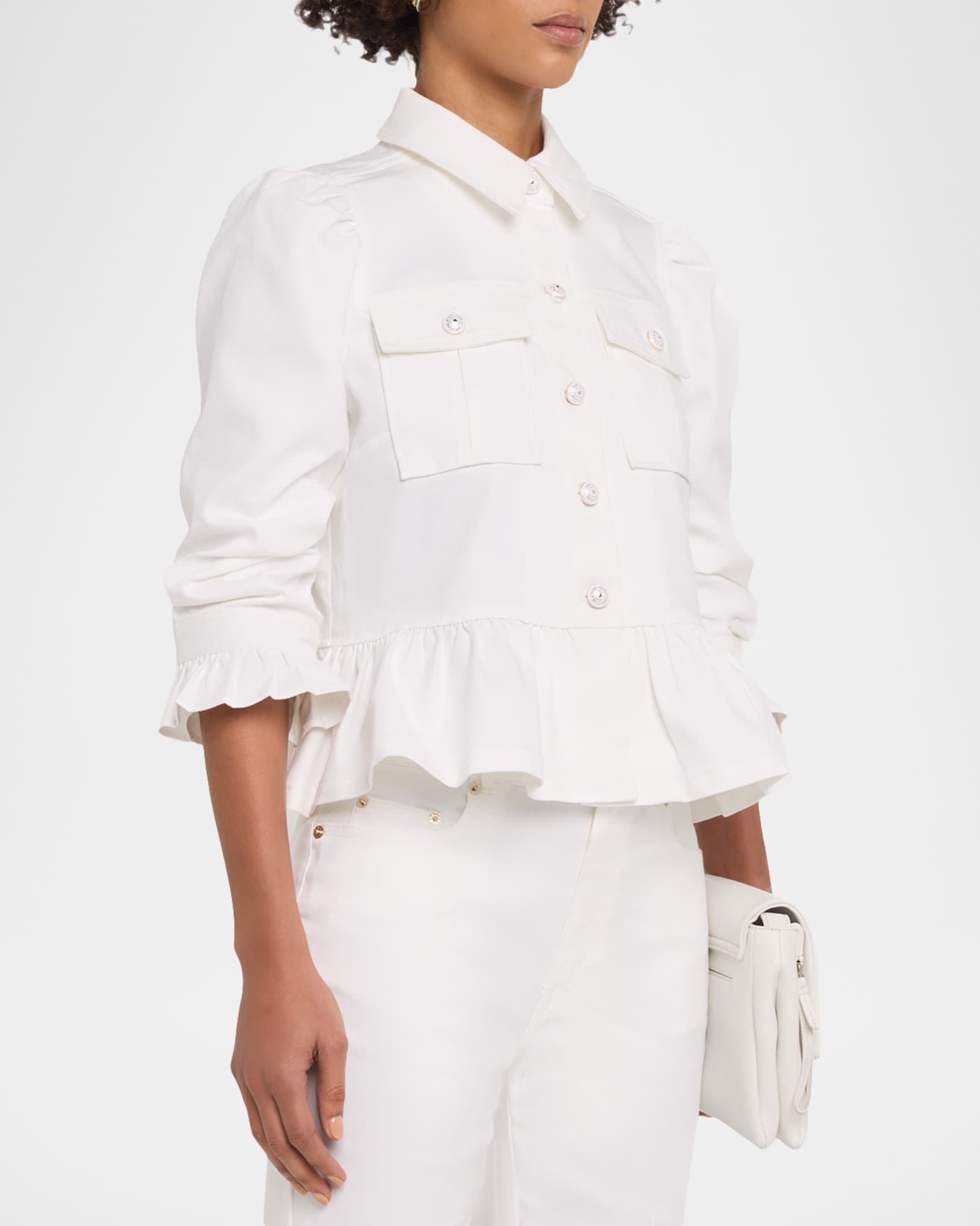 Cinq a Sept Delanie Denim Peplum Jacket | Neiman Marcus